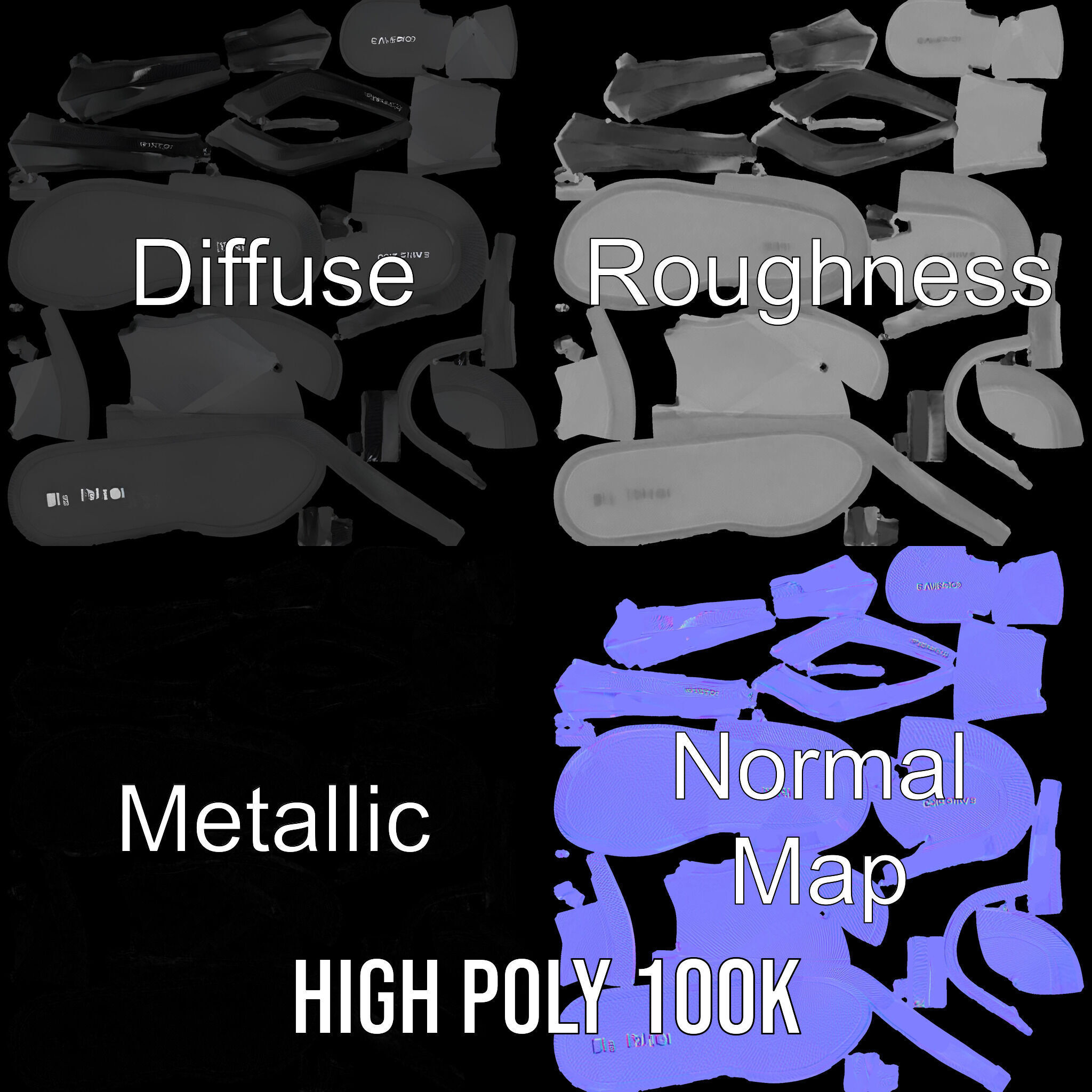 FlipFlop Sandals D Model Pack Low-poly 3D model_3