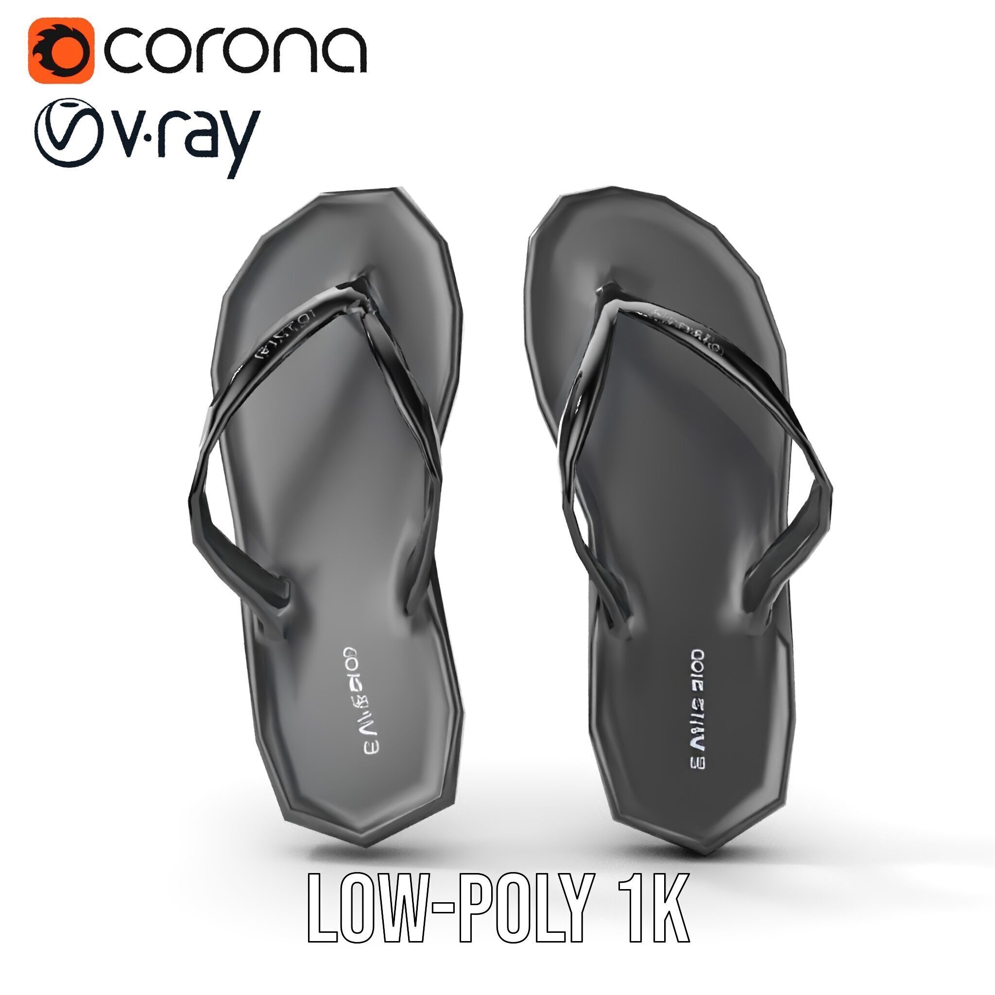 FlipFlop Sandals D Model Pack Low-poly 3D model_10