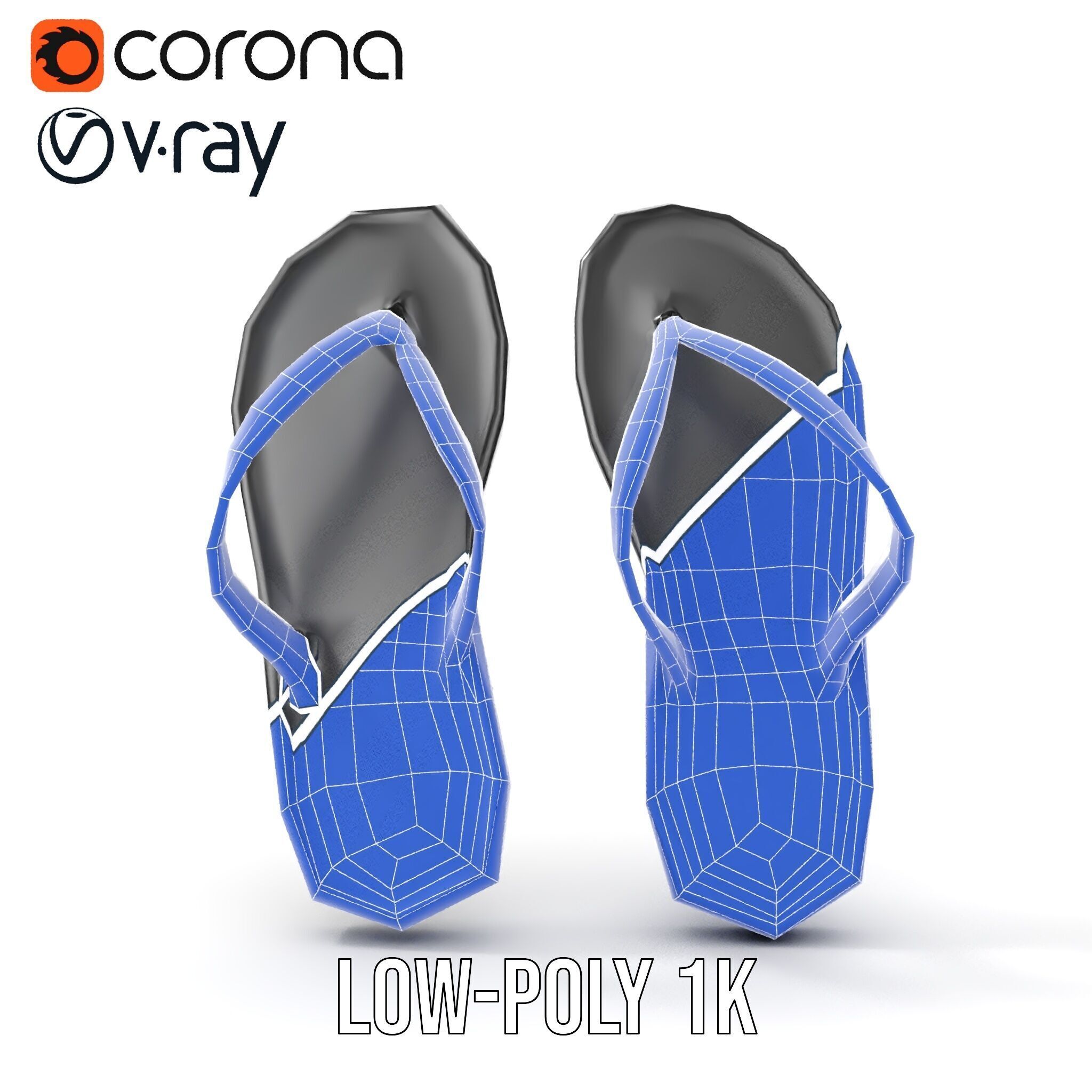 FlipFlop Sandals D Model Pack Low-poly 3D model_31
