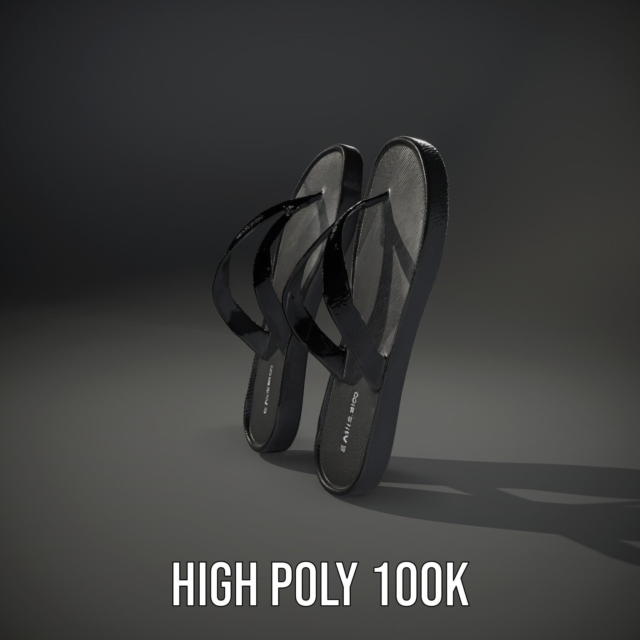FlipFlop Sandals D Model Pack Low-poly 3D model_11