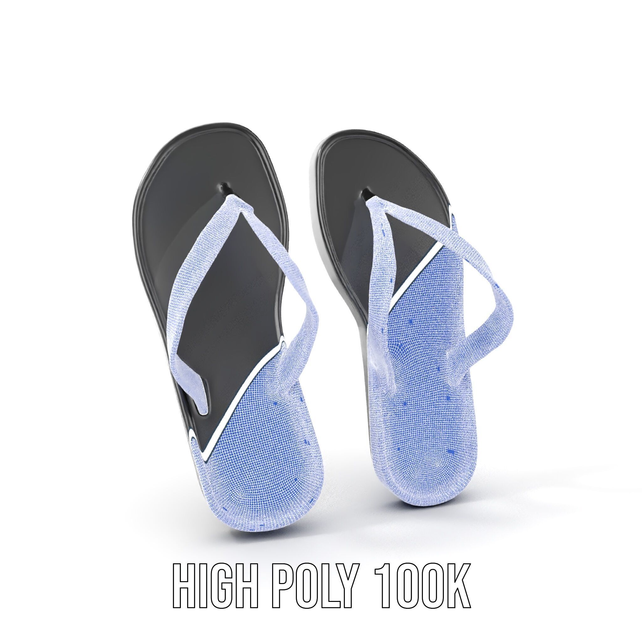 FlipFlop Sandals D Model Pack Low-poly 3D model_4