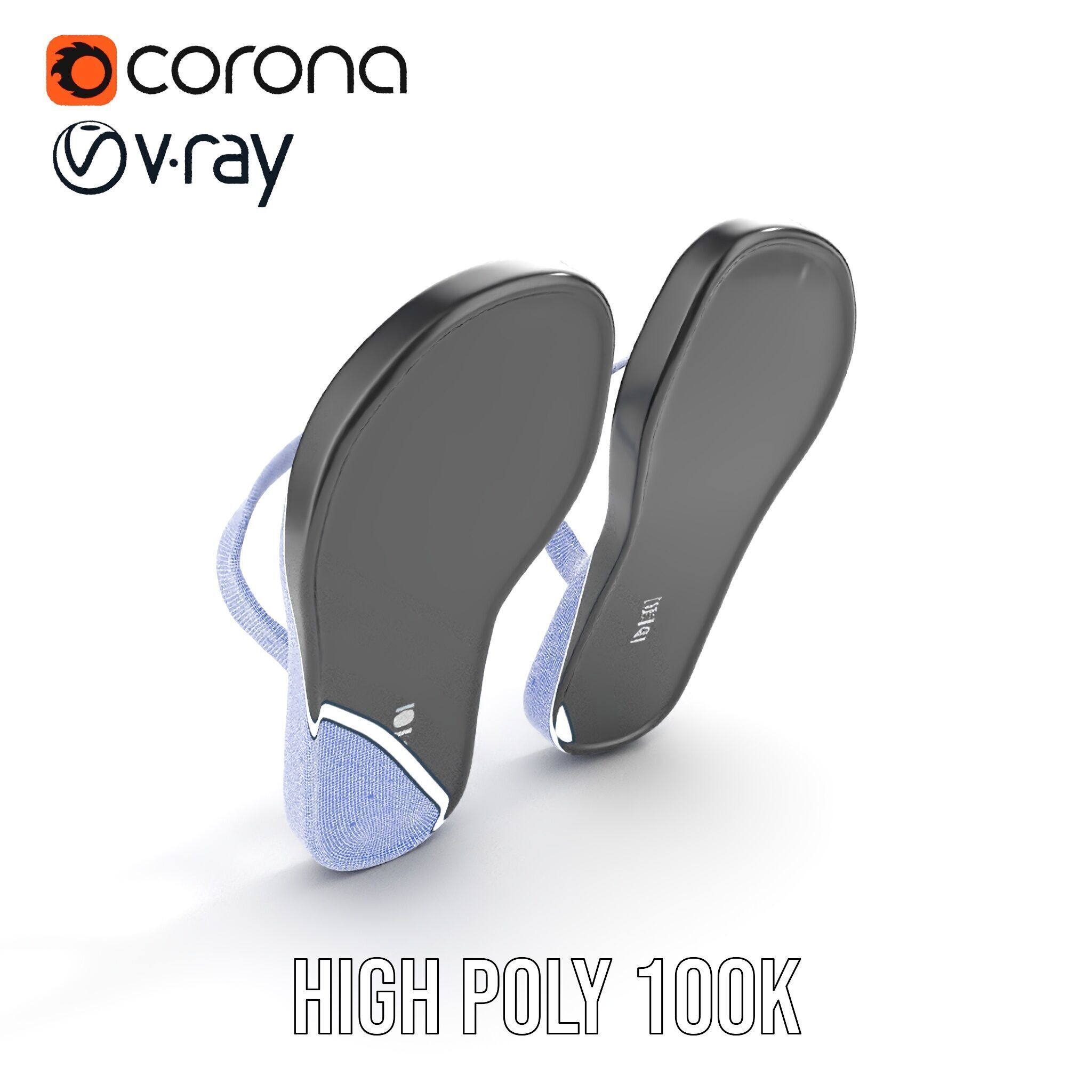 FlipFlop Sandals D Model Pack Low-poly 3D model_32