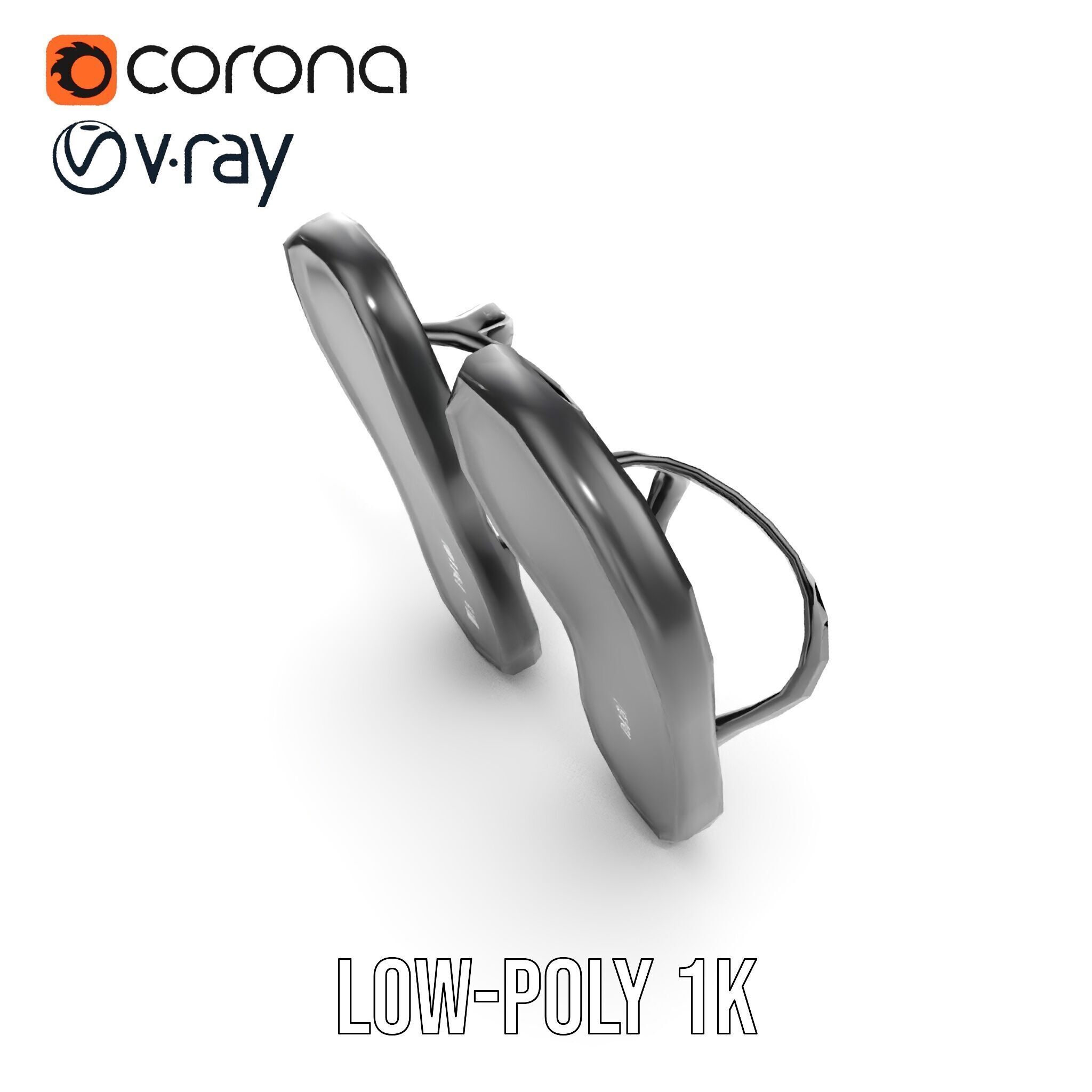 FlipFlop Sandals D Model Pack Low-poly 3D model_7