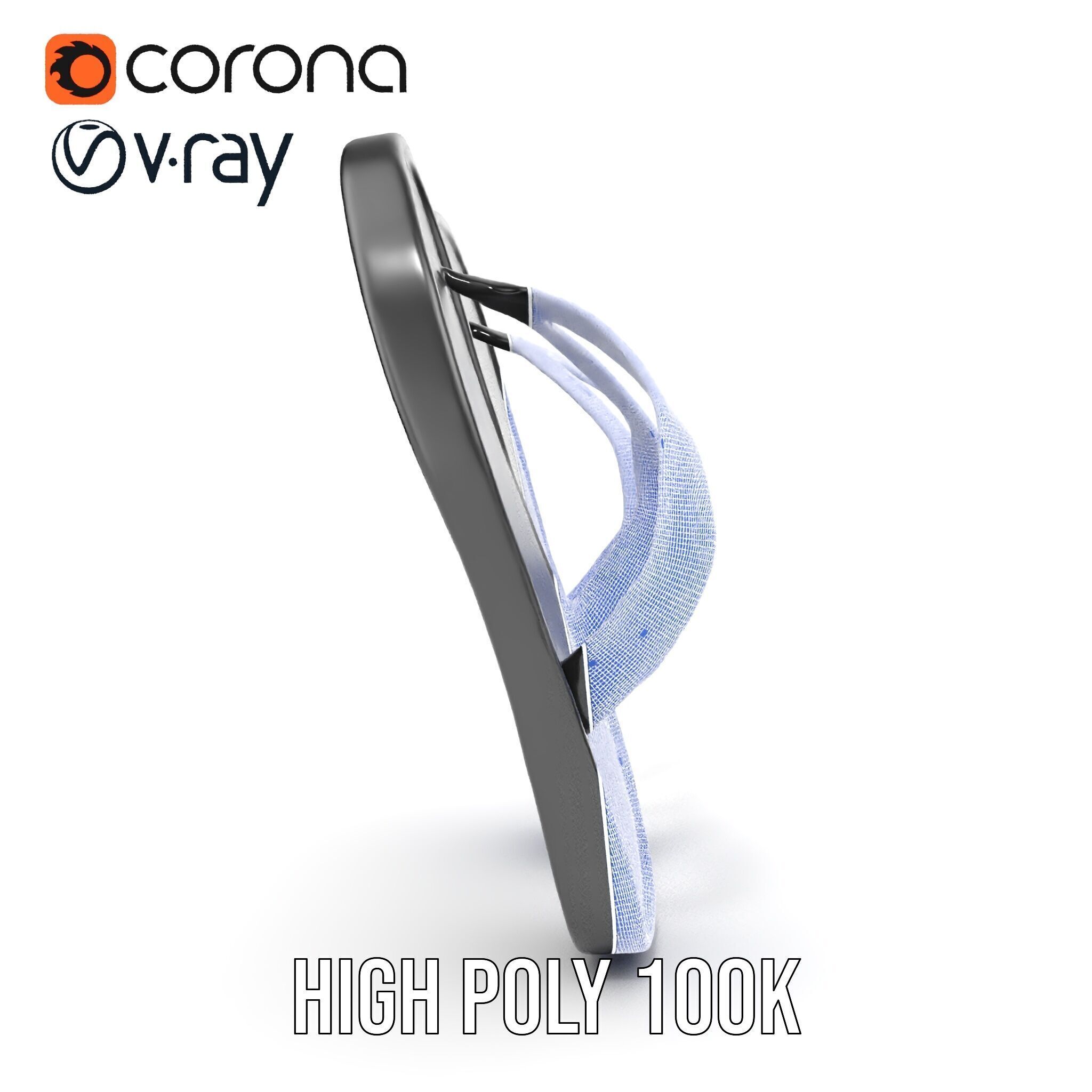 FlipFlop Sandals D Model Pack Low-poly 3D model_38