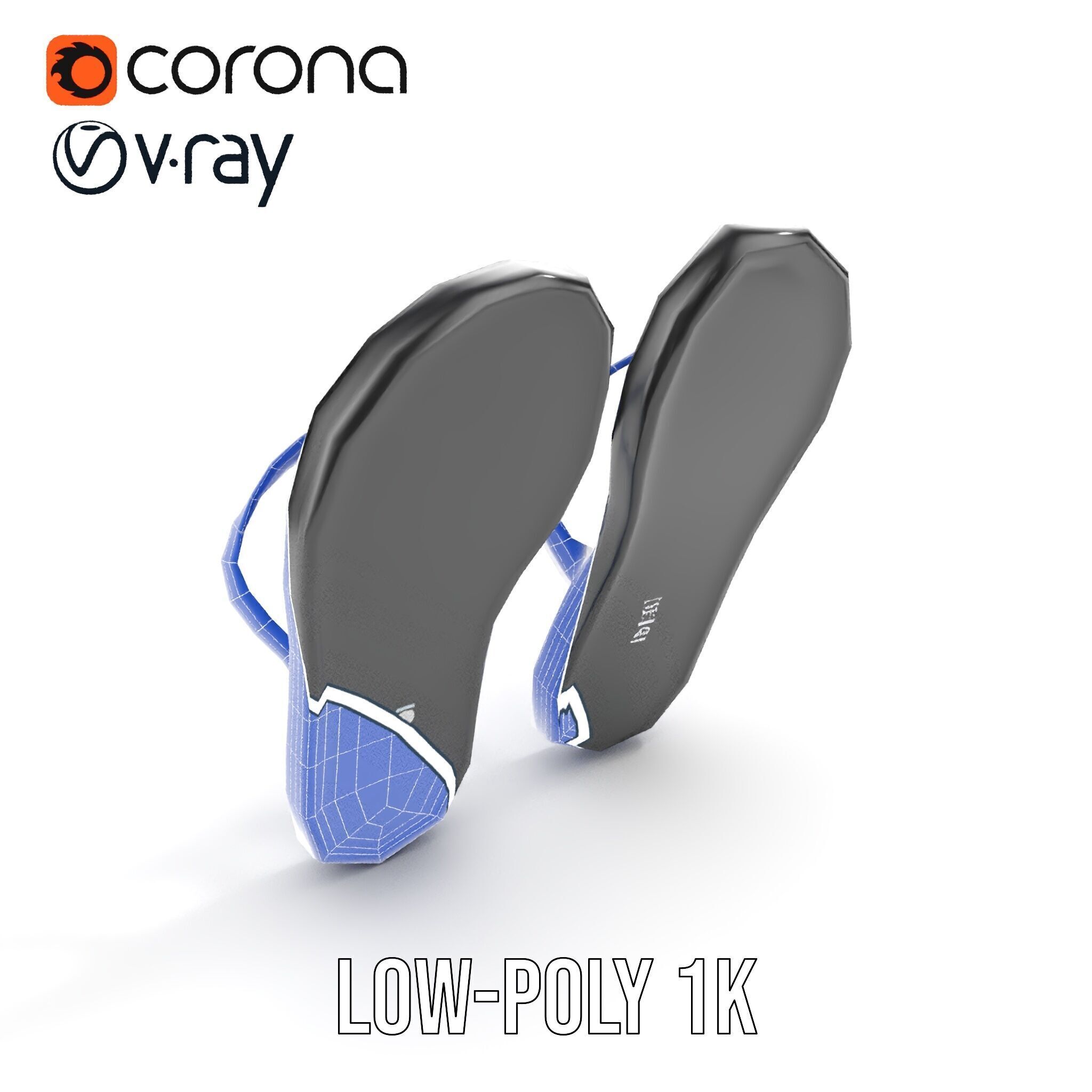 FlipFlop Sandals D Model Pack Low-poly 3D model_29