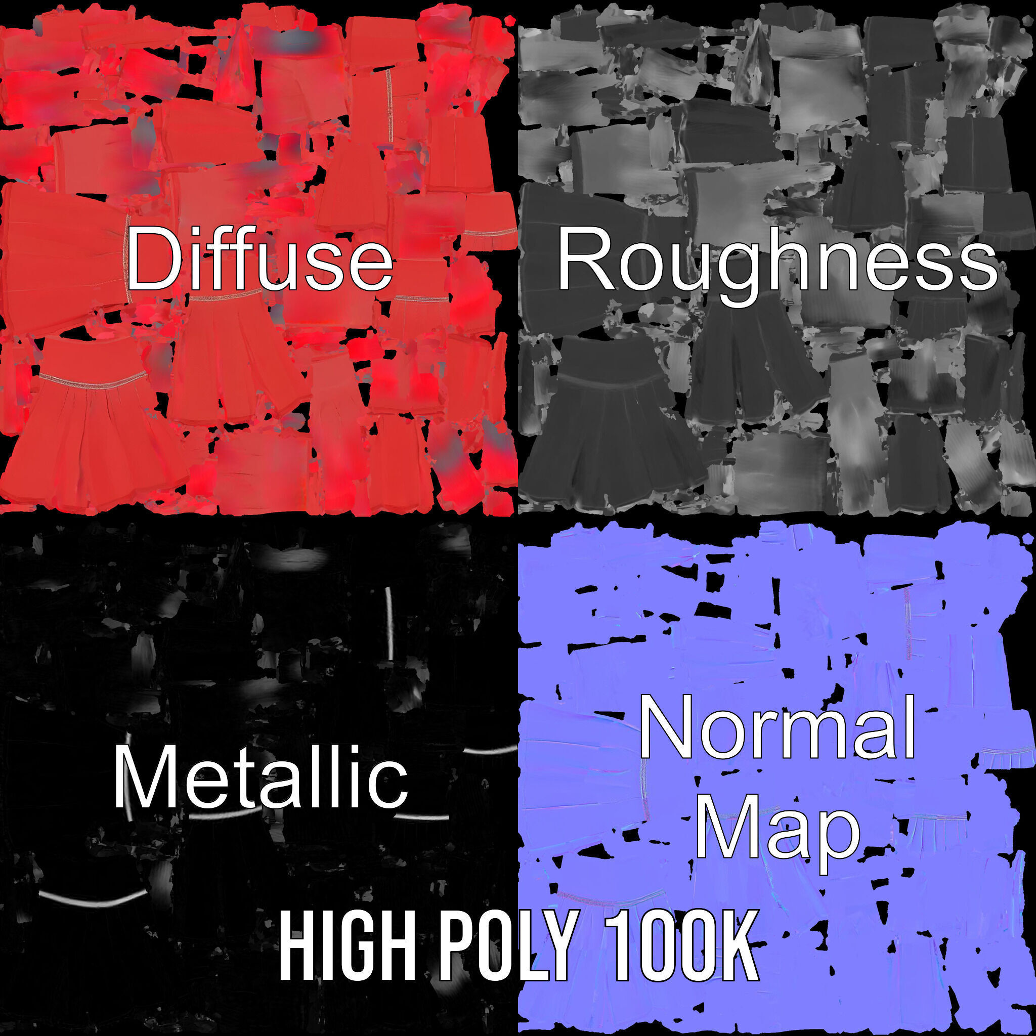 Pleated Skirt D Model Pack Low-poly 3D model_3