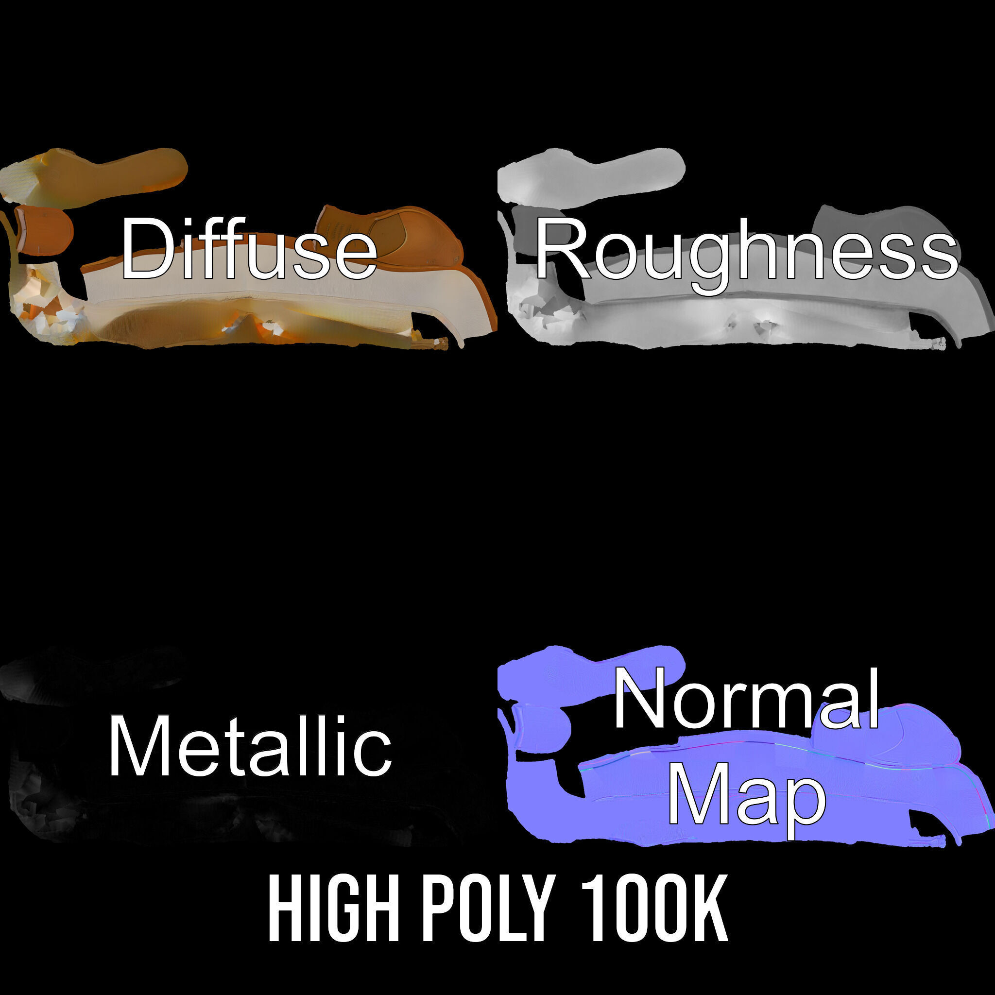 Elegant Casual Shoe Model Pack Low-poly 3D model_3