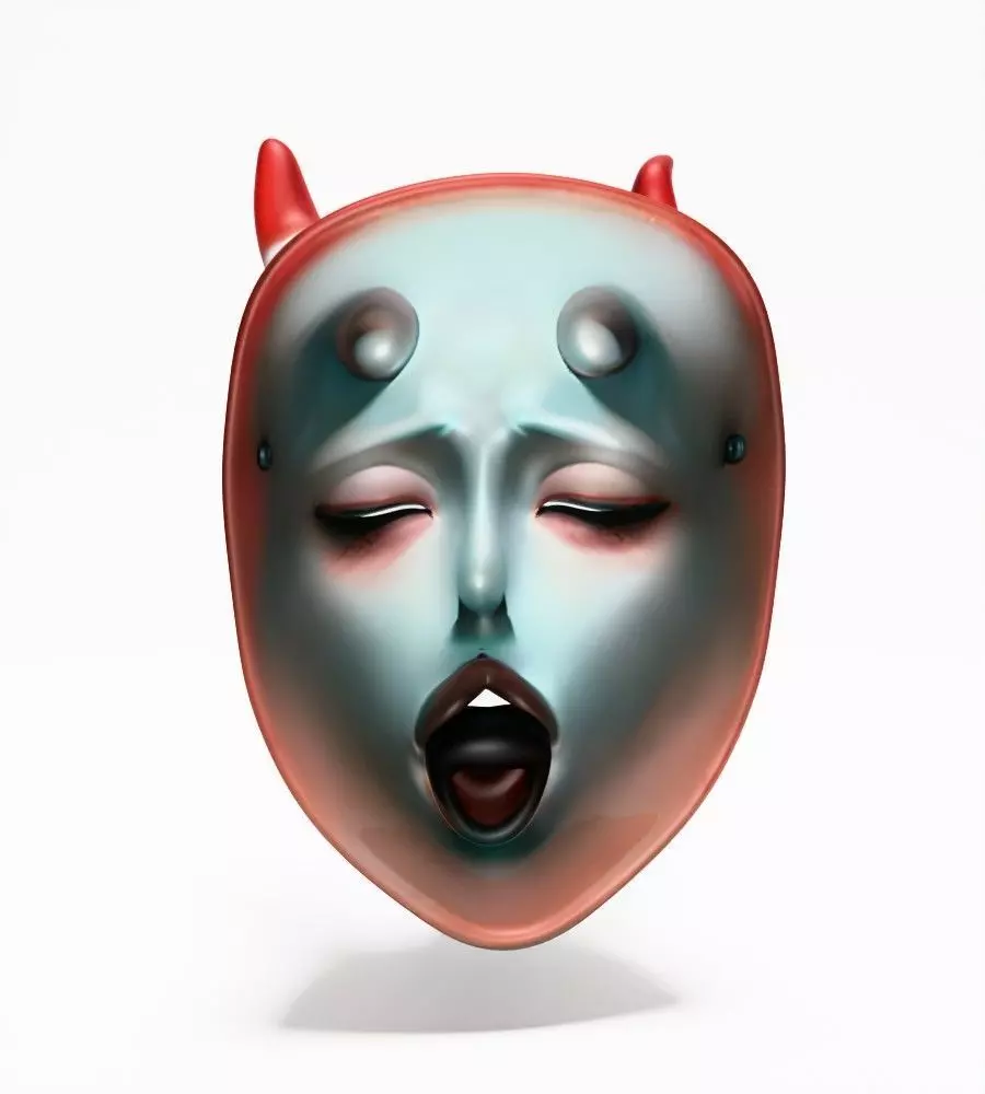 Japanese Sucubo Caress Ahegao Tongue Nipponese mask toy 3D print model_11