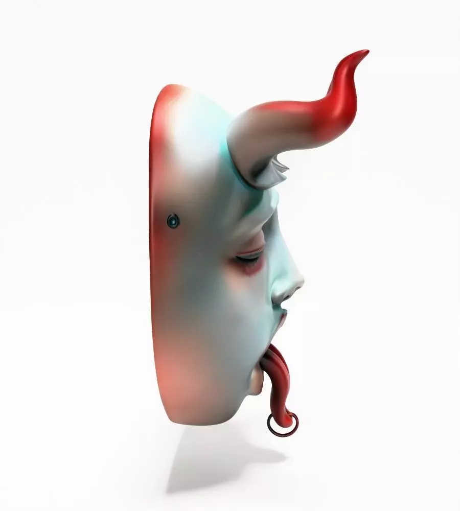 Japanese Sucubo Caress Ahegao Tongue Nipponese mask toy 3D print model_17