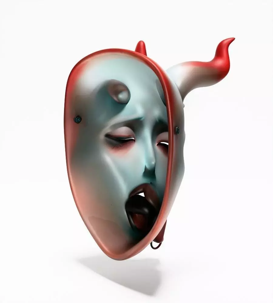 Japanese Sucubo Caress Ahegao Tongue Nipponese mask toy 3D print model_14