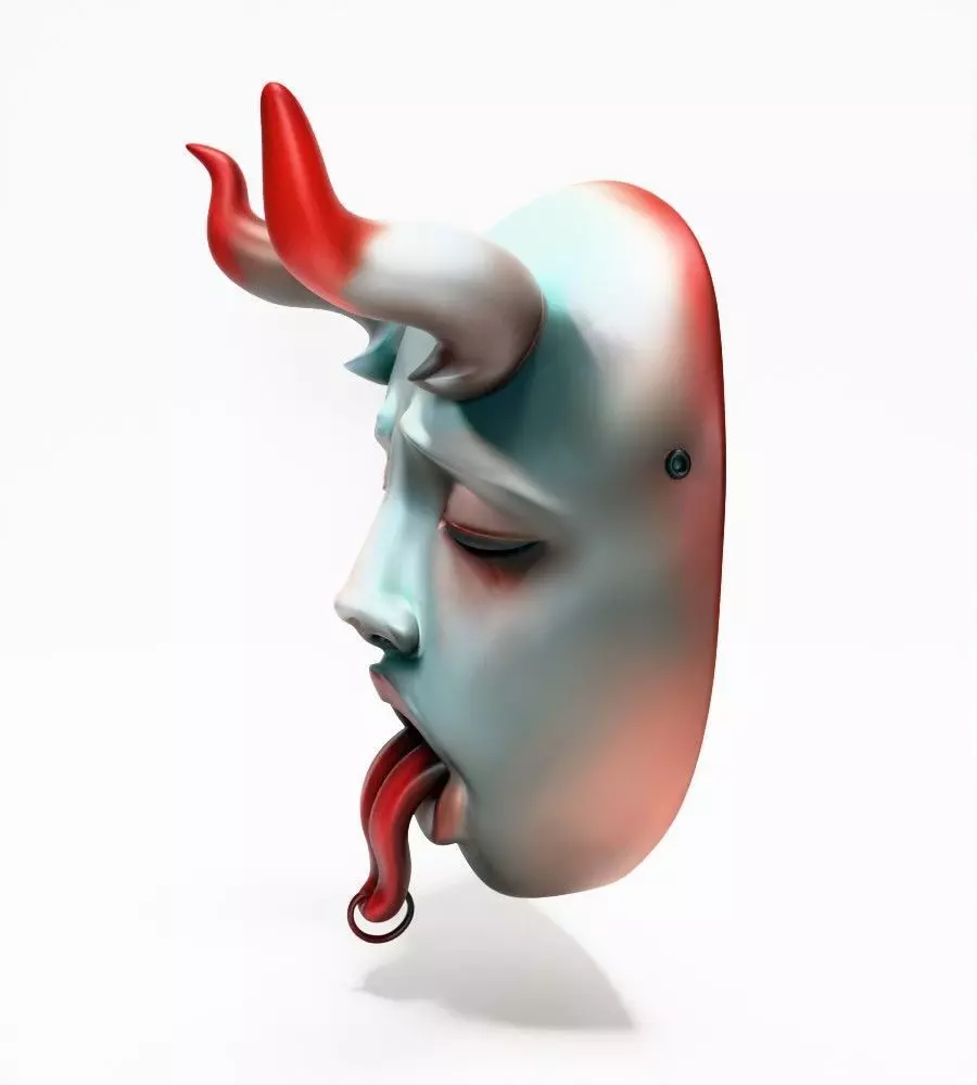 Japanese Sucubo Caress Ahegao Tongue Nipponese mask toy 3D print model_5