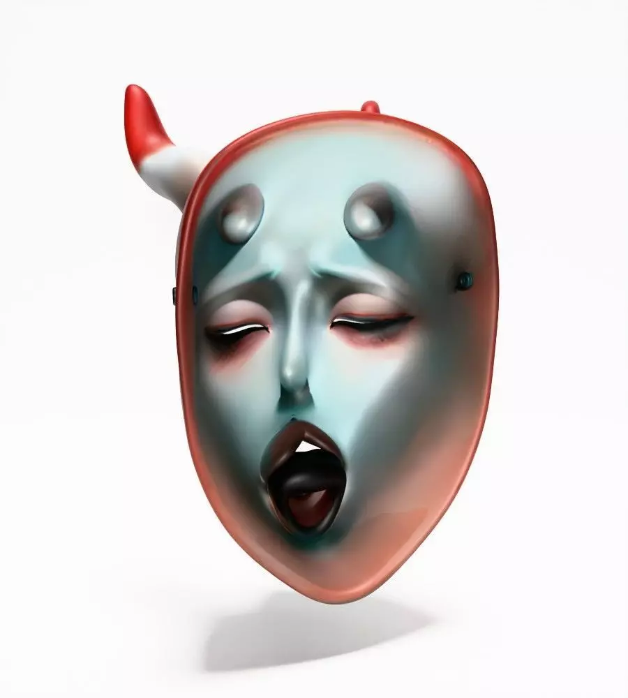Japanese Sucubo Caress Ahegao Tongue Nipponese mask toy 3D print model_10