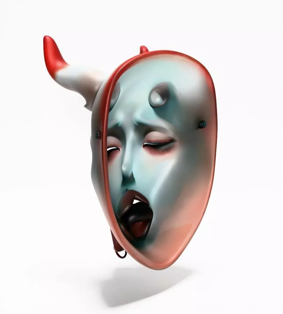 Japanese Sucubo Caress Ahegao Tongue Nipponese mask toy 3D print model_9