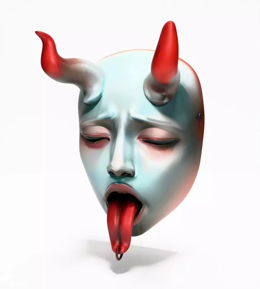 Japanese Sucubo Caress Ahegao Tongue Nipponese mask toy 3D print model_2