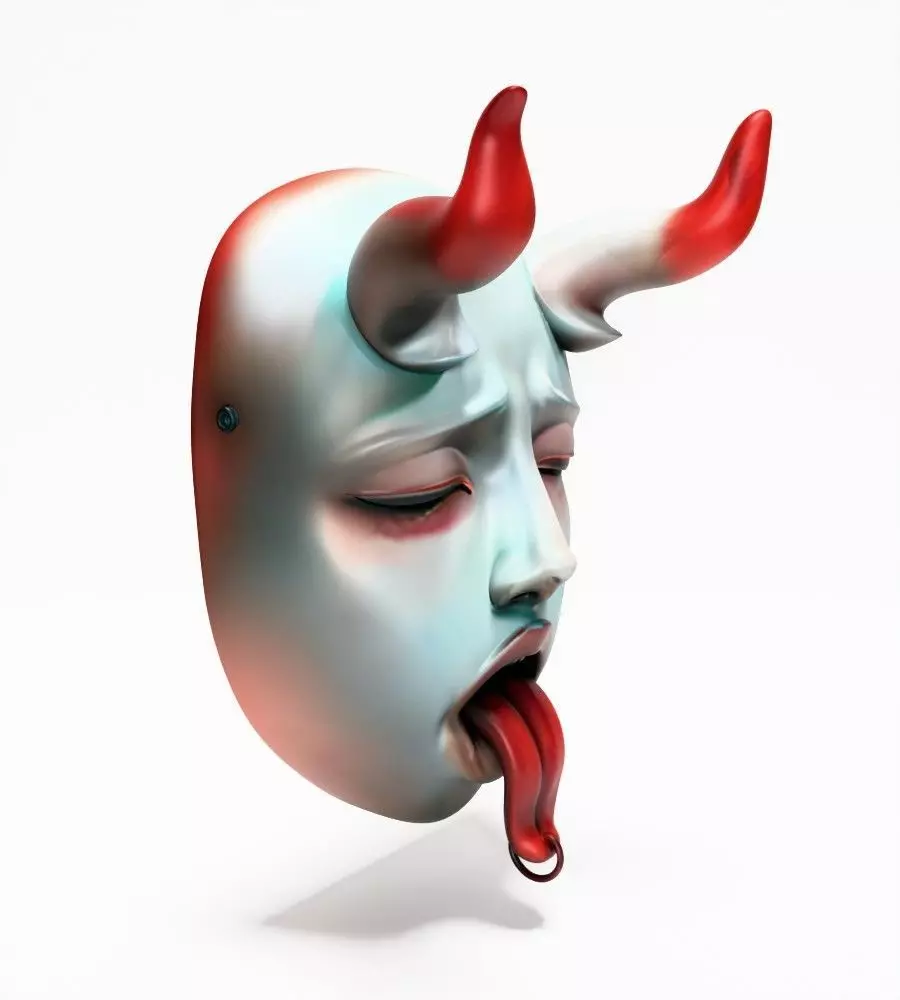 Japanese Sucubo Caress Ahegao Tongue Nipponese mask toy 3D print model_19