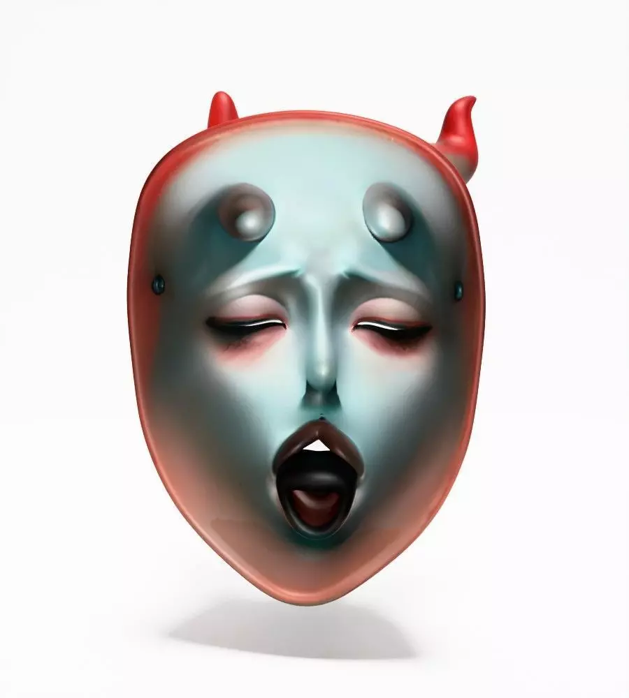 Japanese Sucubo Caress Ahegao Tongue Nipponese mask toy 3D print model_12