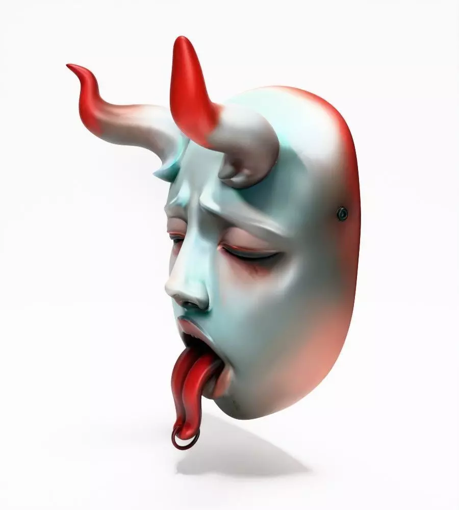 Japanese Sucubo Caress Ahegao Tongue Nipponese mask toy 3D print model_4