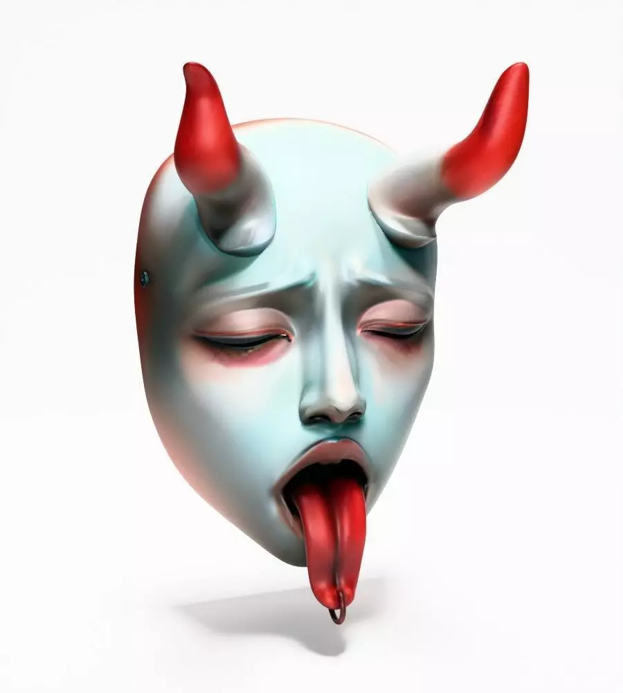 Japanese Sucubo Caress Ahegao Tongue Nipponese mask toy 3D print model_21