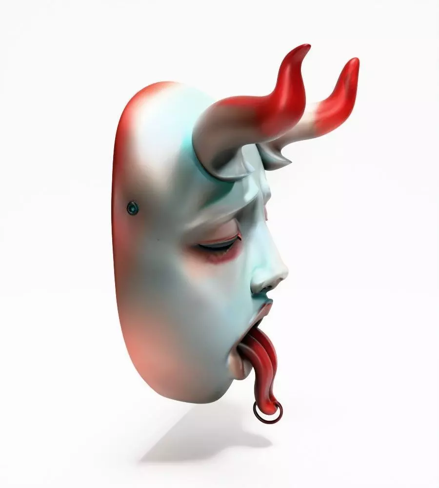 Japanese Sucubo Caress Ahegao Tongue Nipponese mask toy 3D print model_18