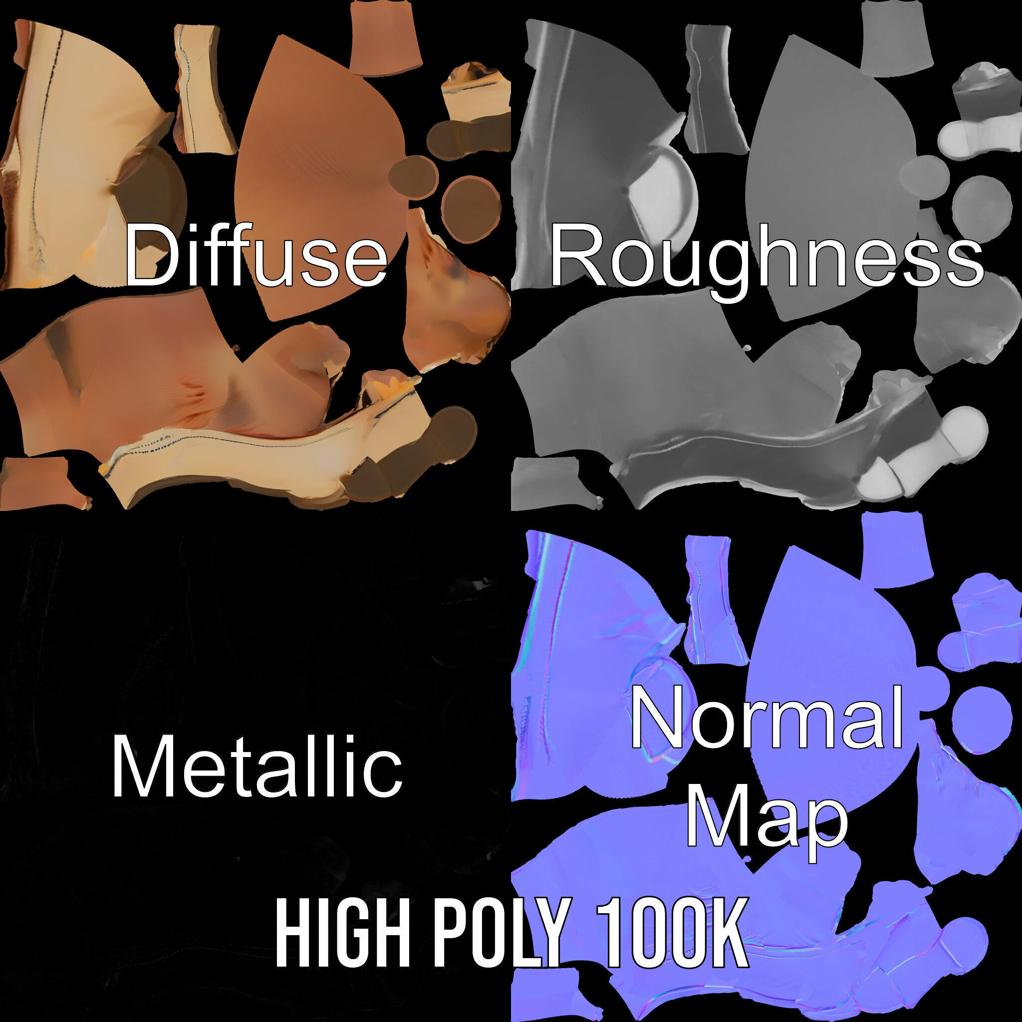 Ballet Pointe Shoes D model pack Low-poly 3D model_3