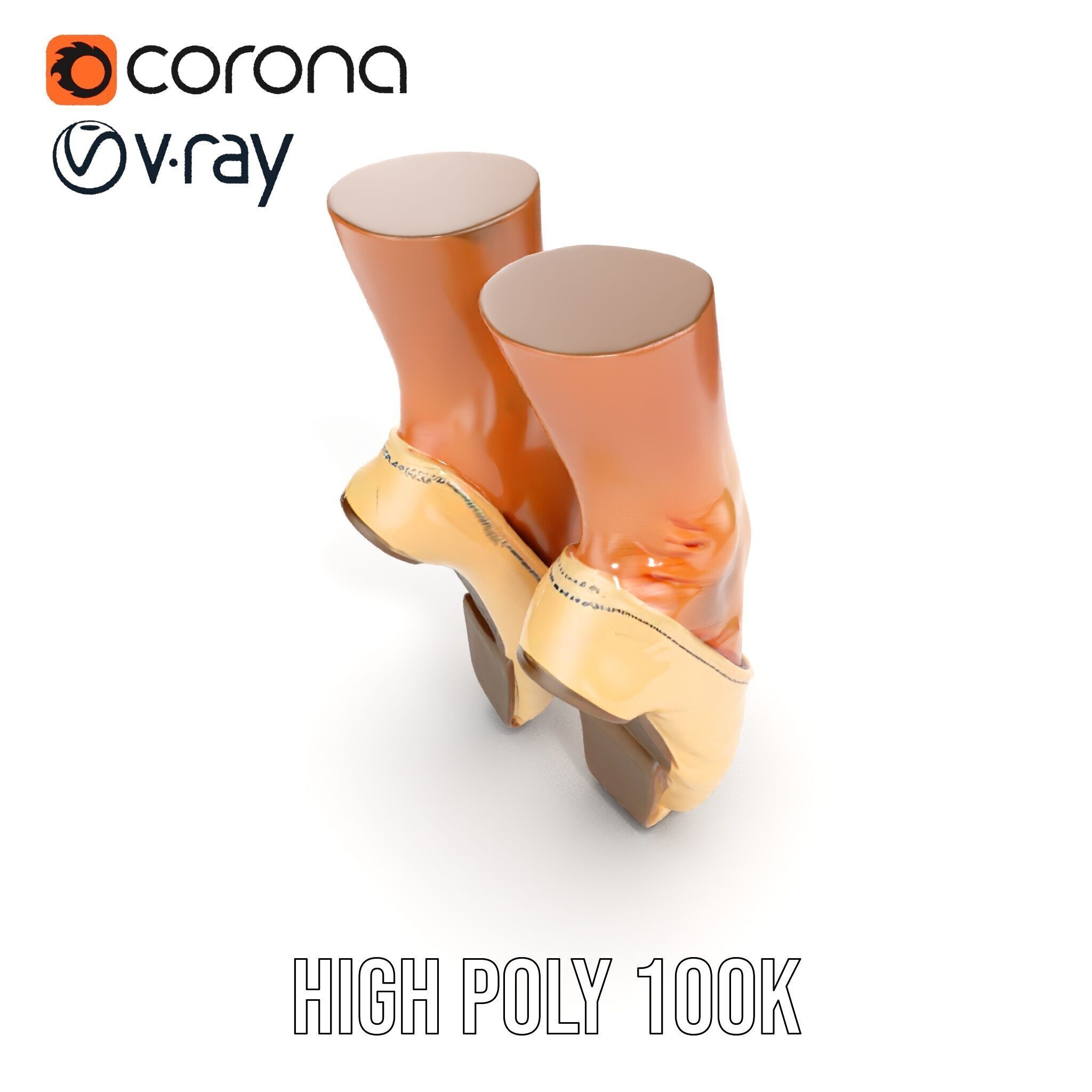 Ballet Pointe Shoes D model pack Low-poly 3D model_32