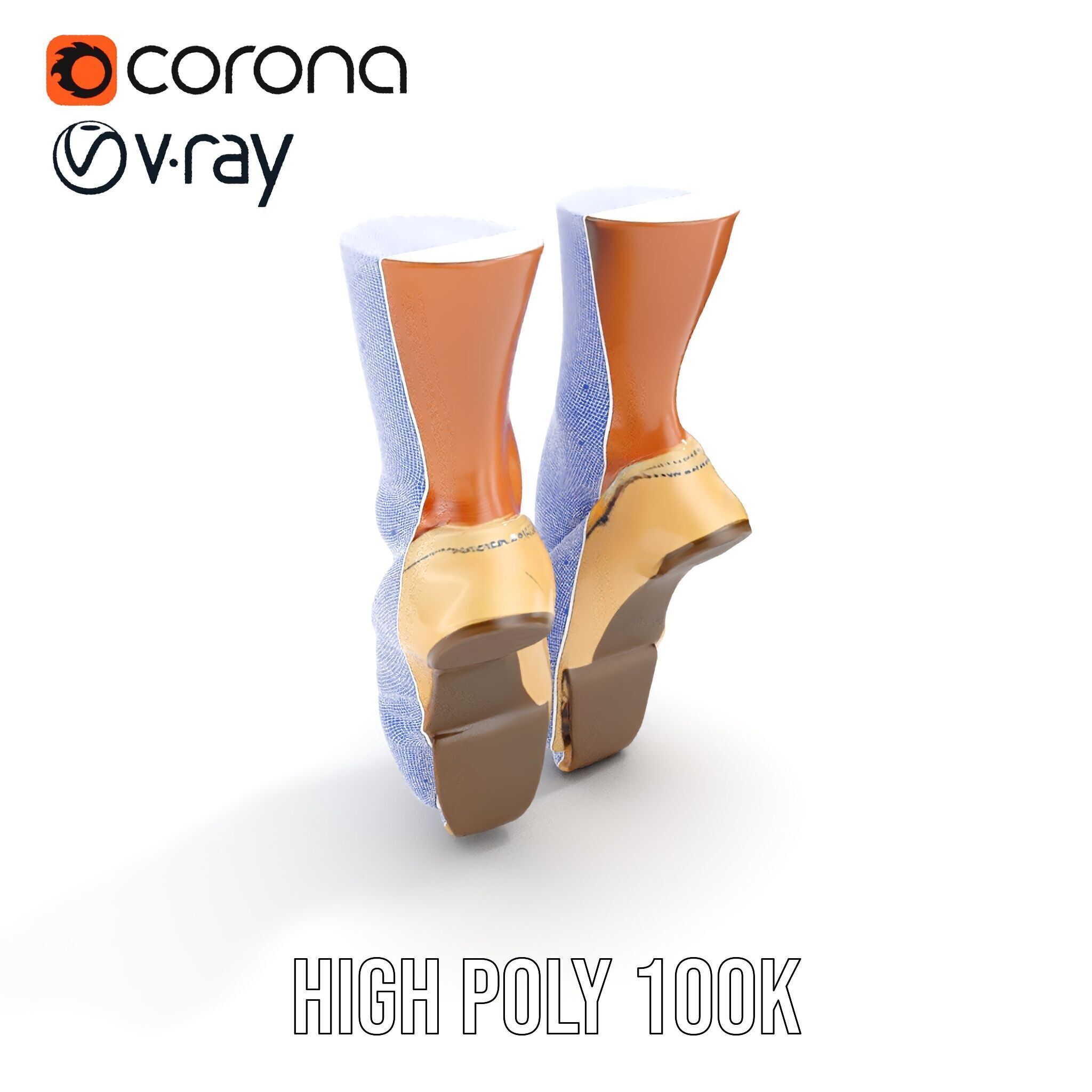 Ballet Pointe Shoes D model pack Low-poly 3D model_36