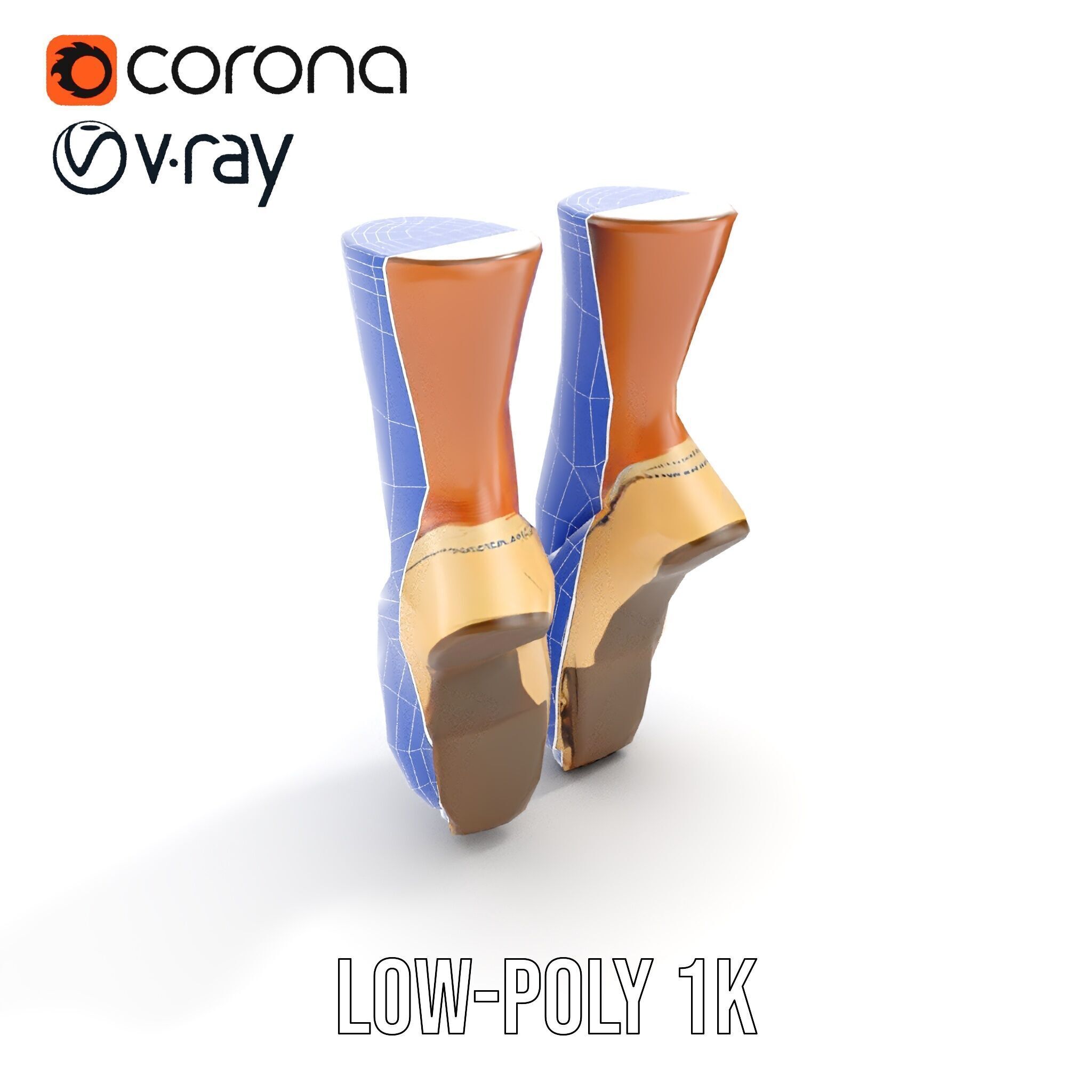 Ballet Pointe Shoes D model pack Low-poly 3D model_24