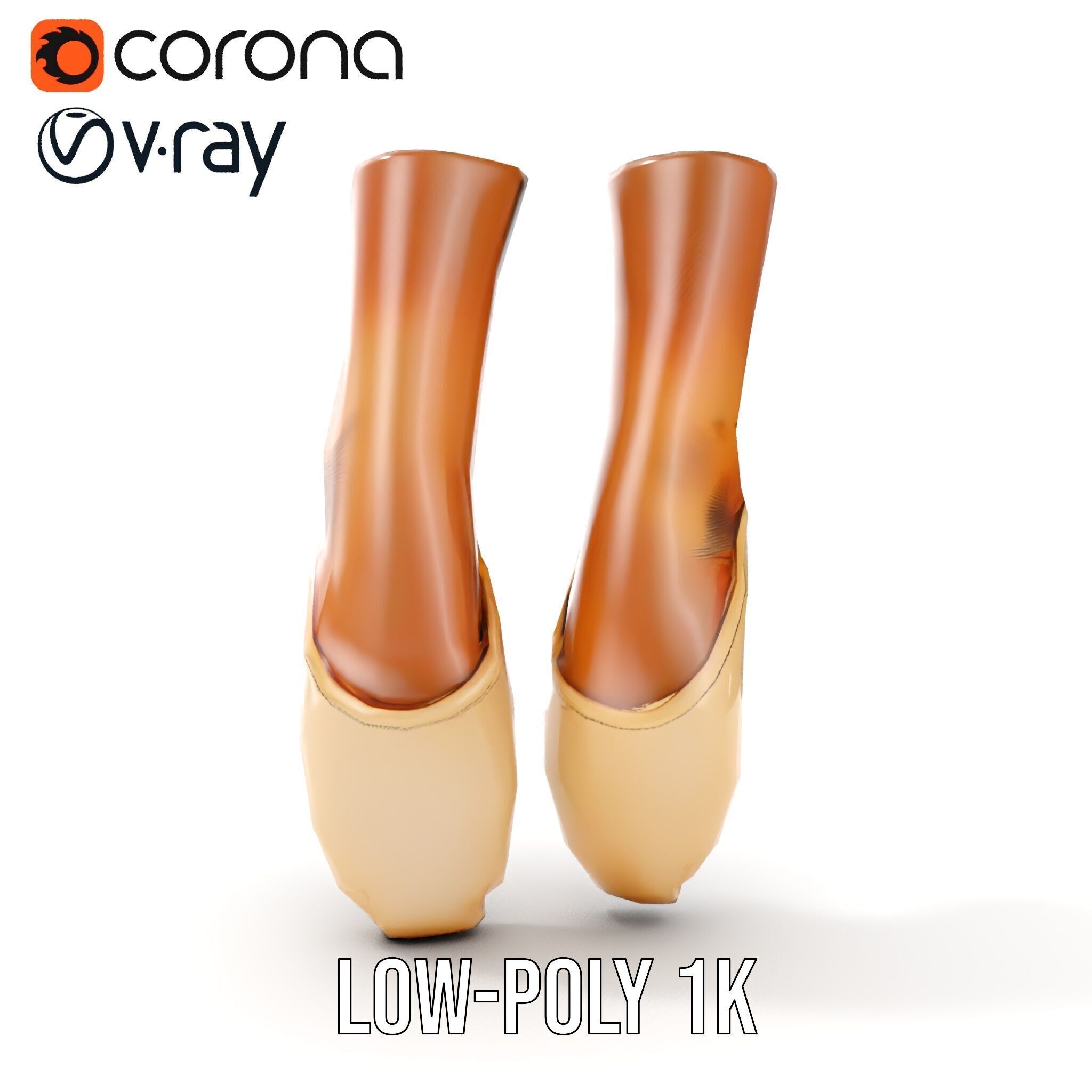 Ballet Pointe Shoes D model pack Low-poly 3D model_10