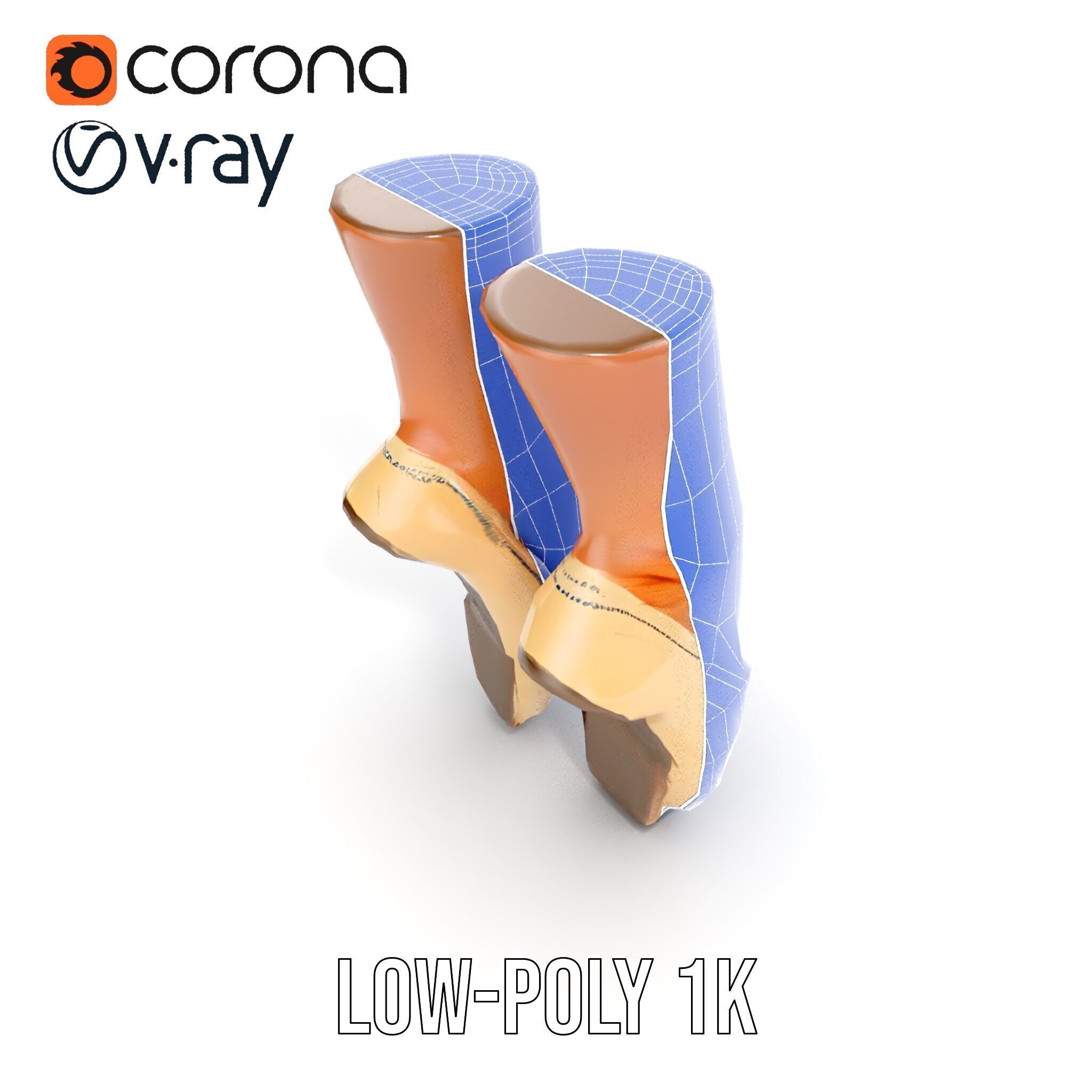 Ballet Pointe Shoes D model pack Low-poly 3D model_16