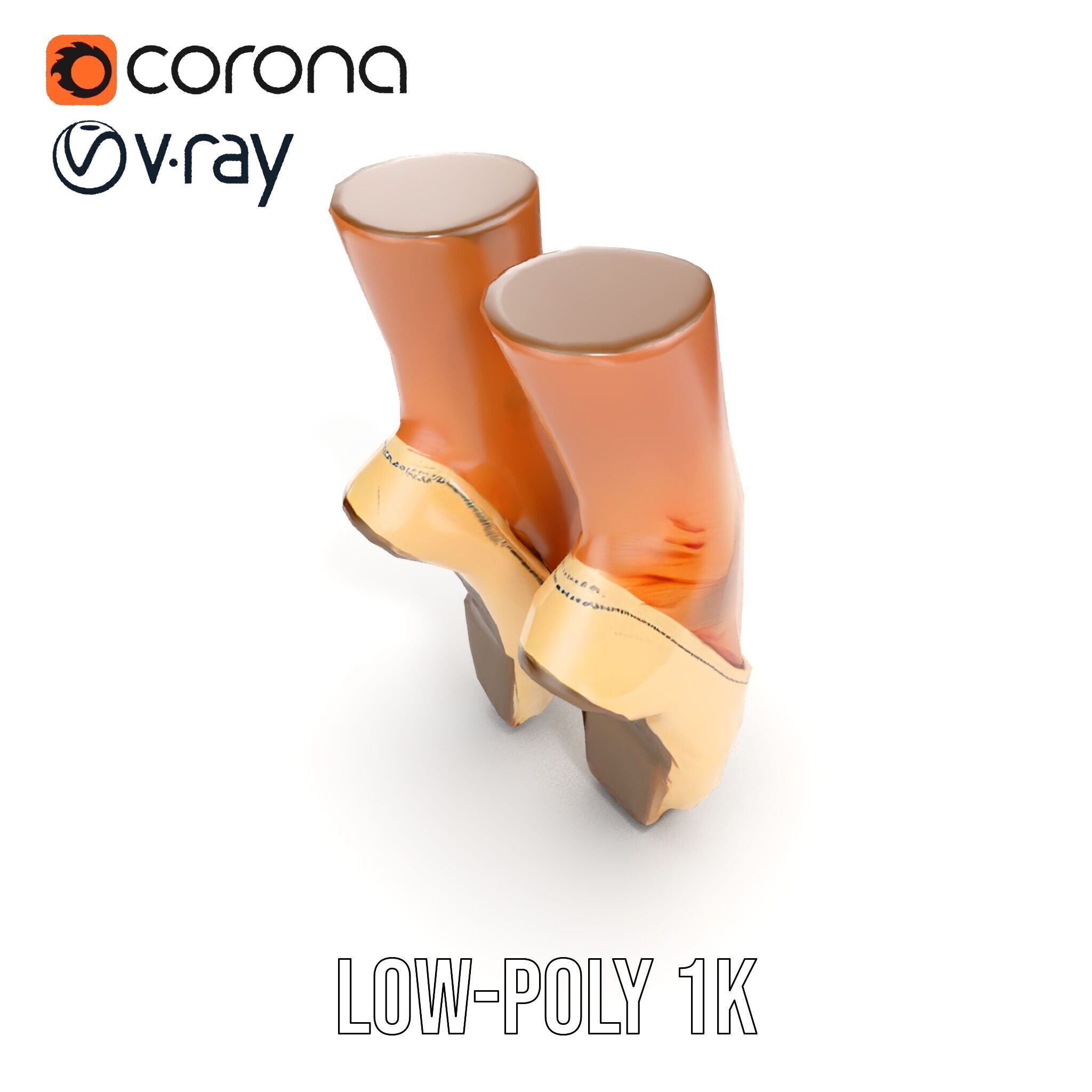 Ballet Pointe Shoes D model pack Low-poly 3D model_18