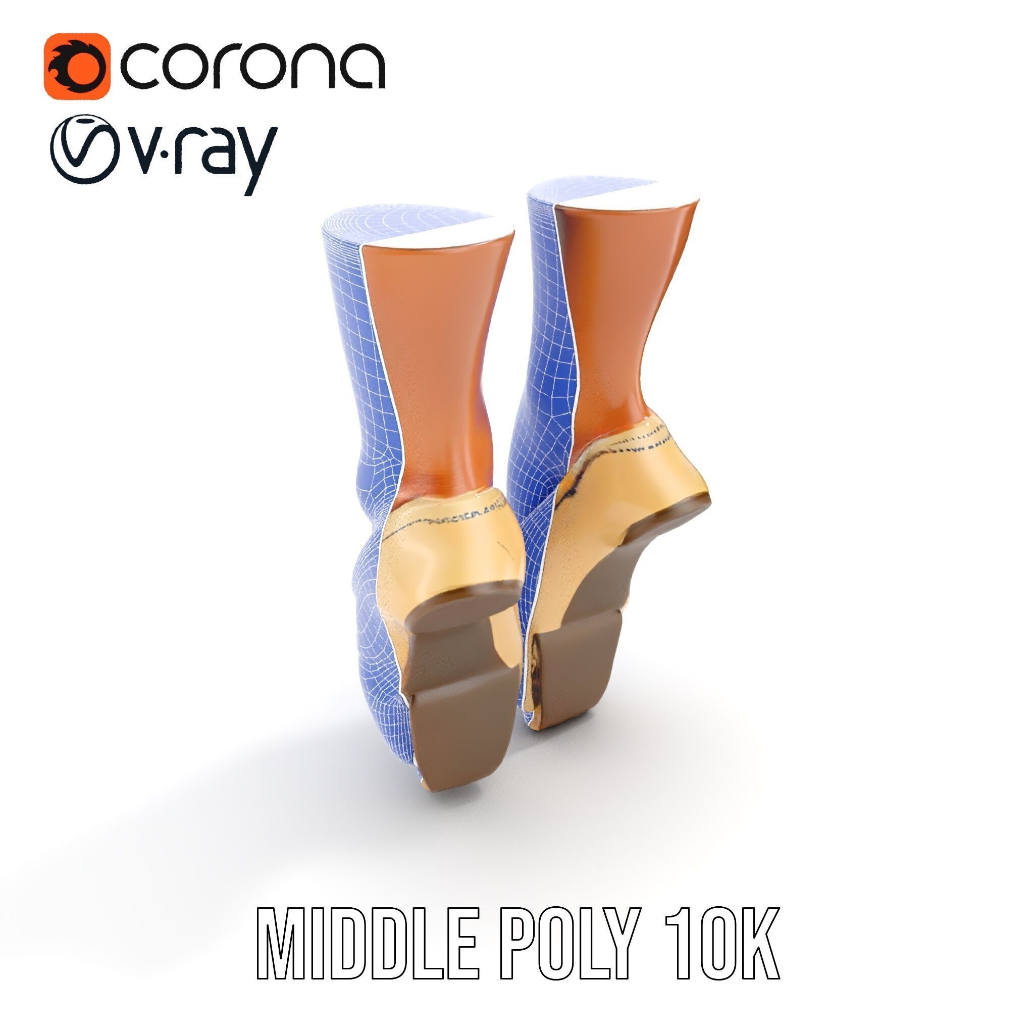 Ballet Pointe Shoes D model pack Low-poly 3D model_23