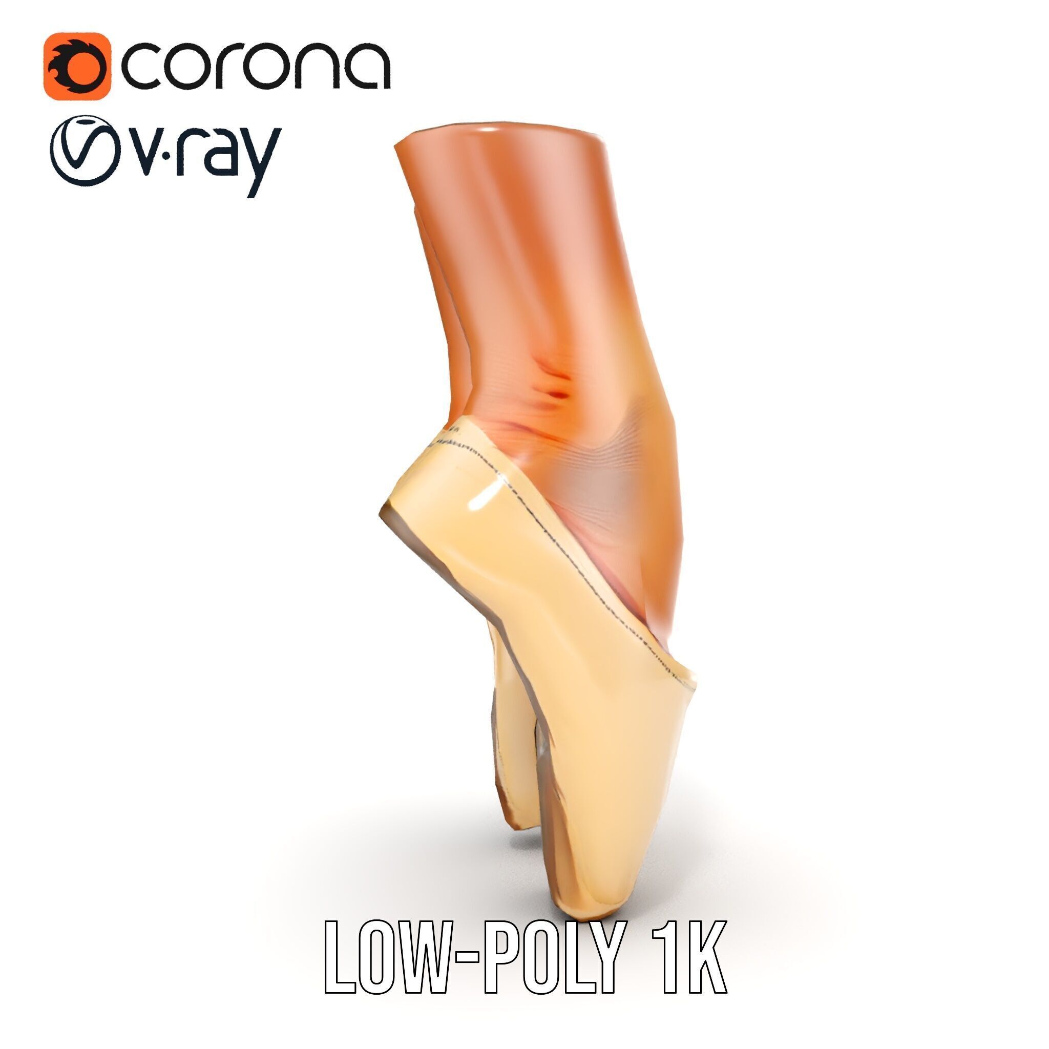 Ballet Pointe Shoes D model pack Low-poly 3D model_21