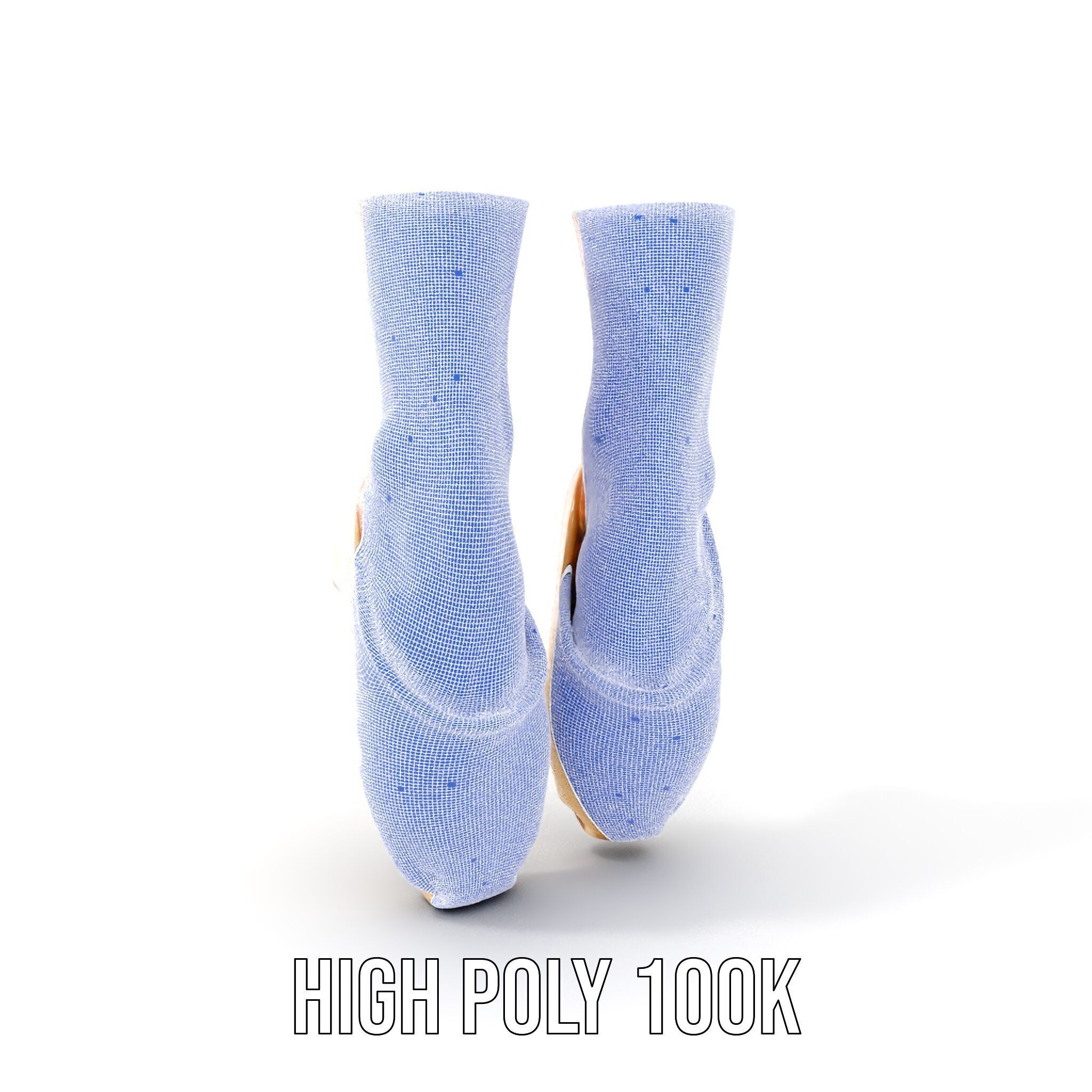 Ballet Pointe Shoes D model pack Low-poly 3D model_4