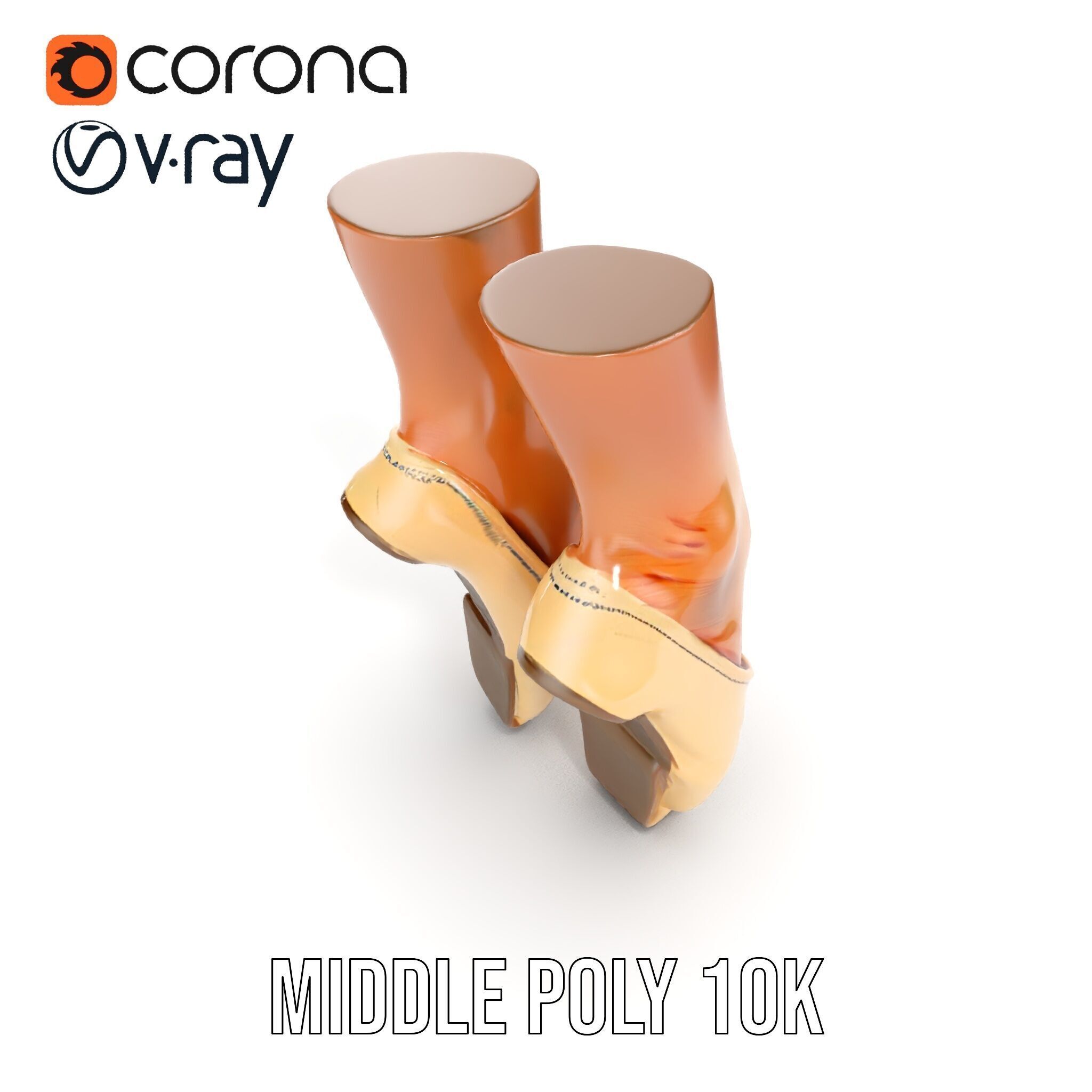 Ballet Pointe Shoes D model pack Low-poly 3D model_30
