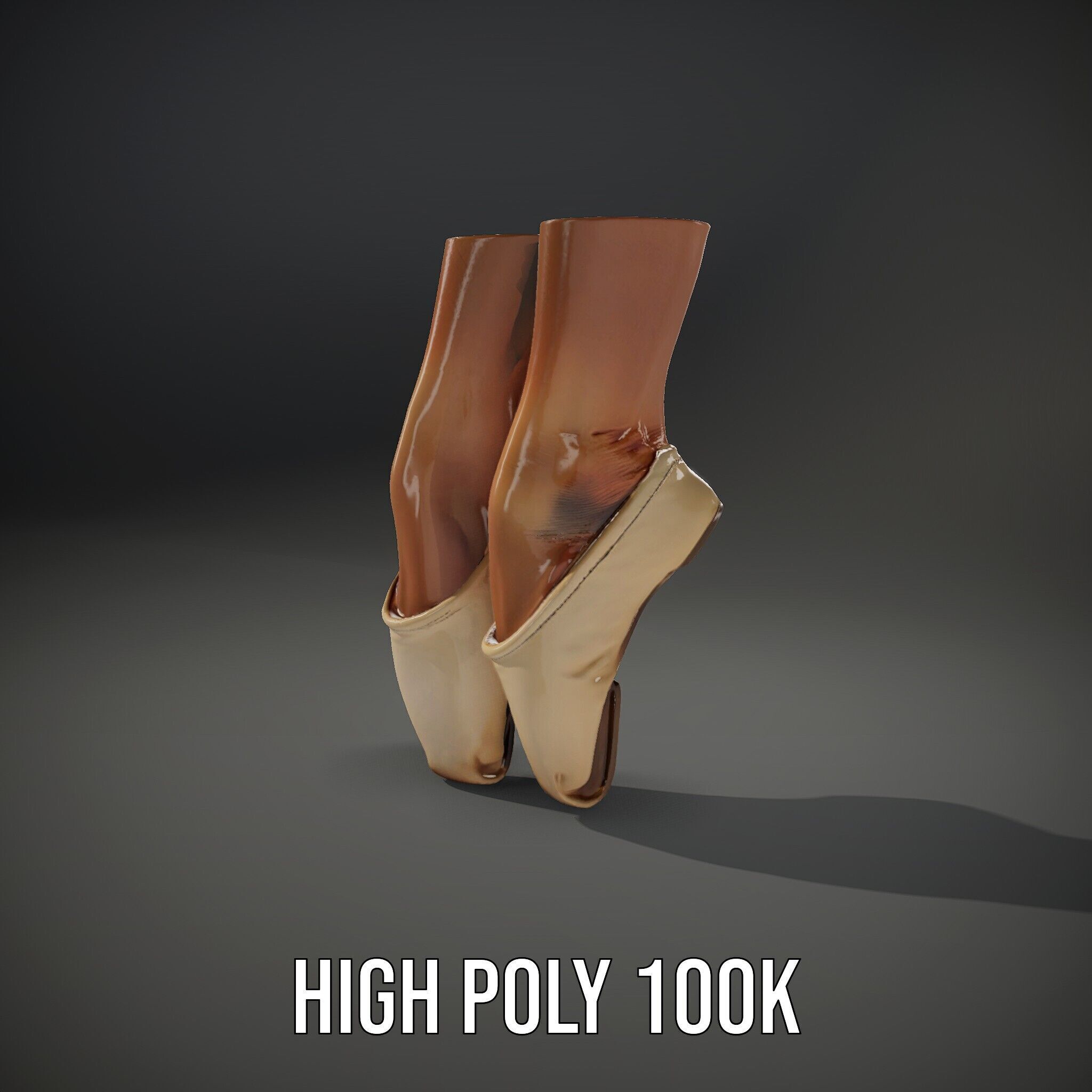 Ballet Pointe Shoes D model pack Low-poly 3D model_8