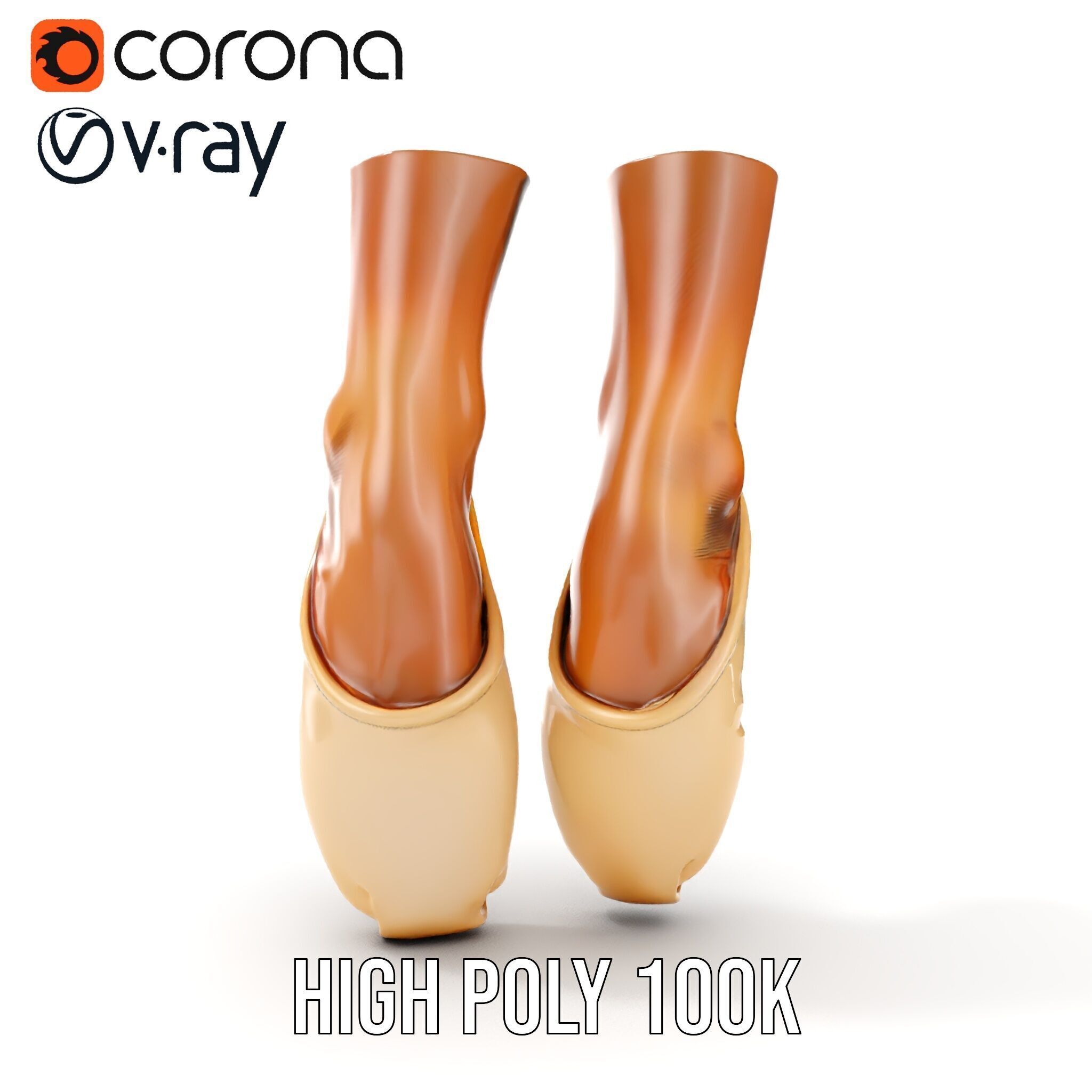 Ballet Pointe Shoes D model pack Low-poly 3D model_27