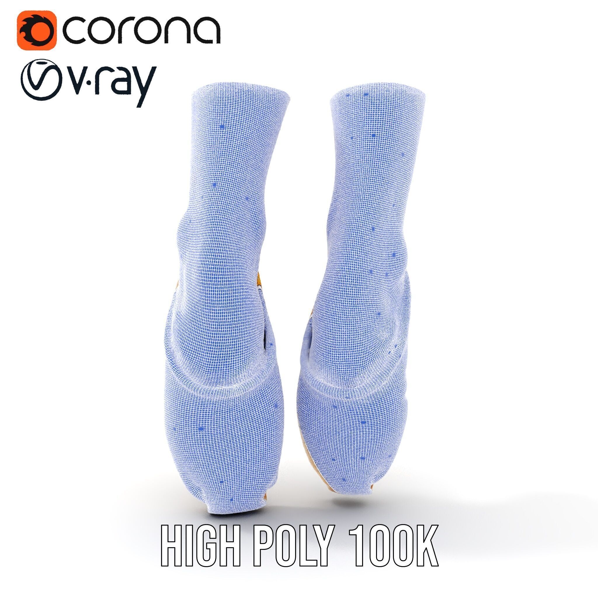 Ballet Pointe Shoes D model pack Low-poly 3D model_35