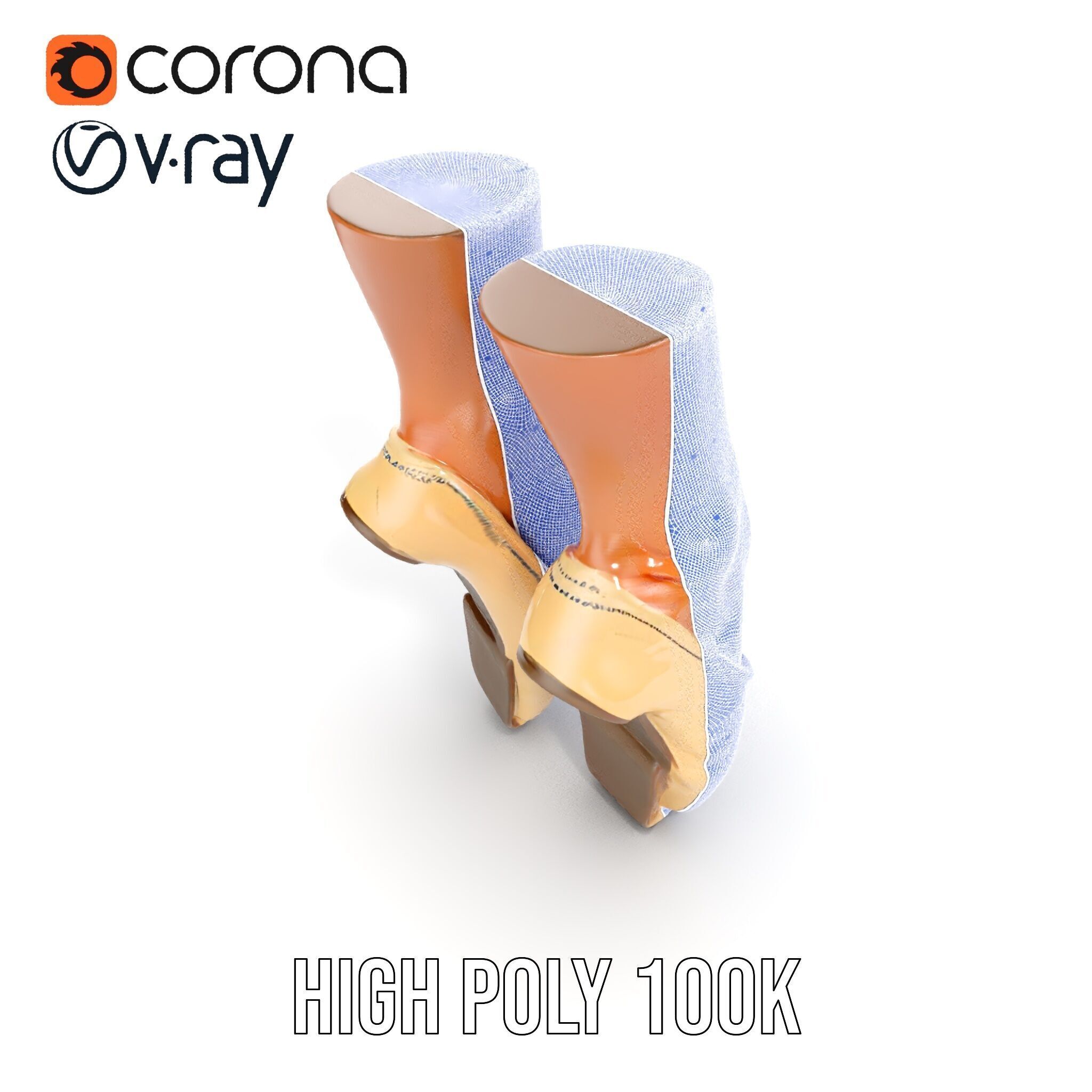 Ballet Pointe Shoes D model pack Low-poly 3D model_38