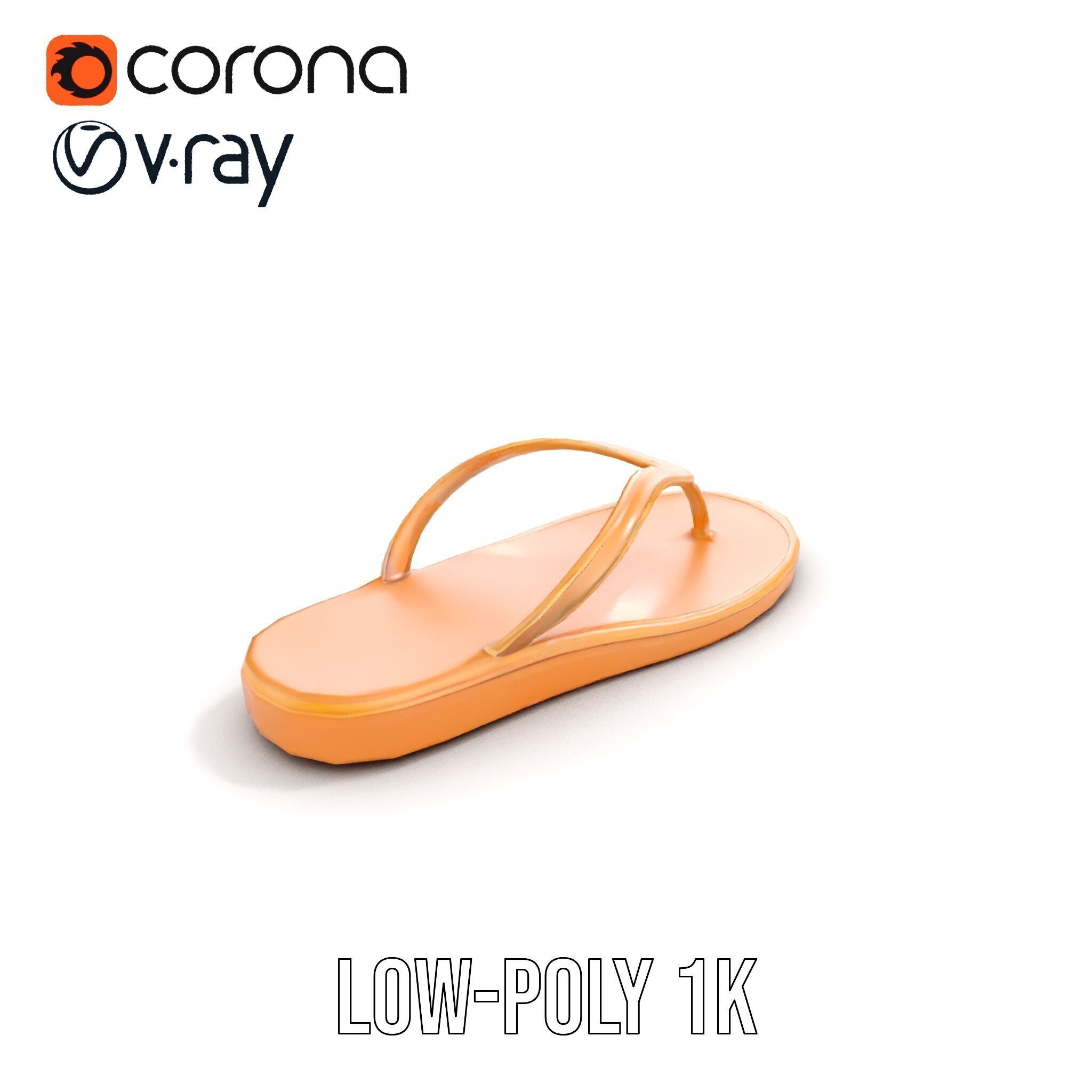 Stylish FlipFlop Sandal D Model Pack Low-poly 3D model_13