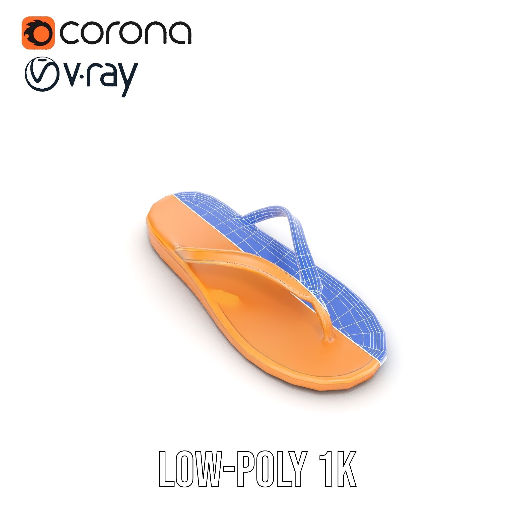 Stylish FlipFlop Sandal D Model Pack Low-poly 3D model_26