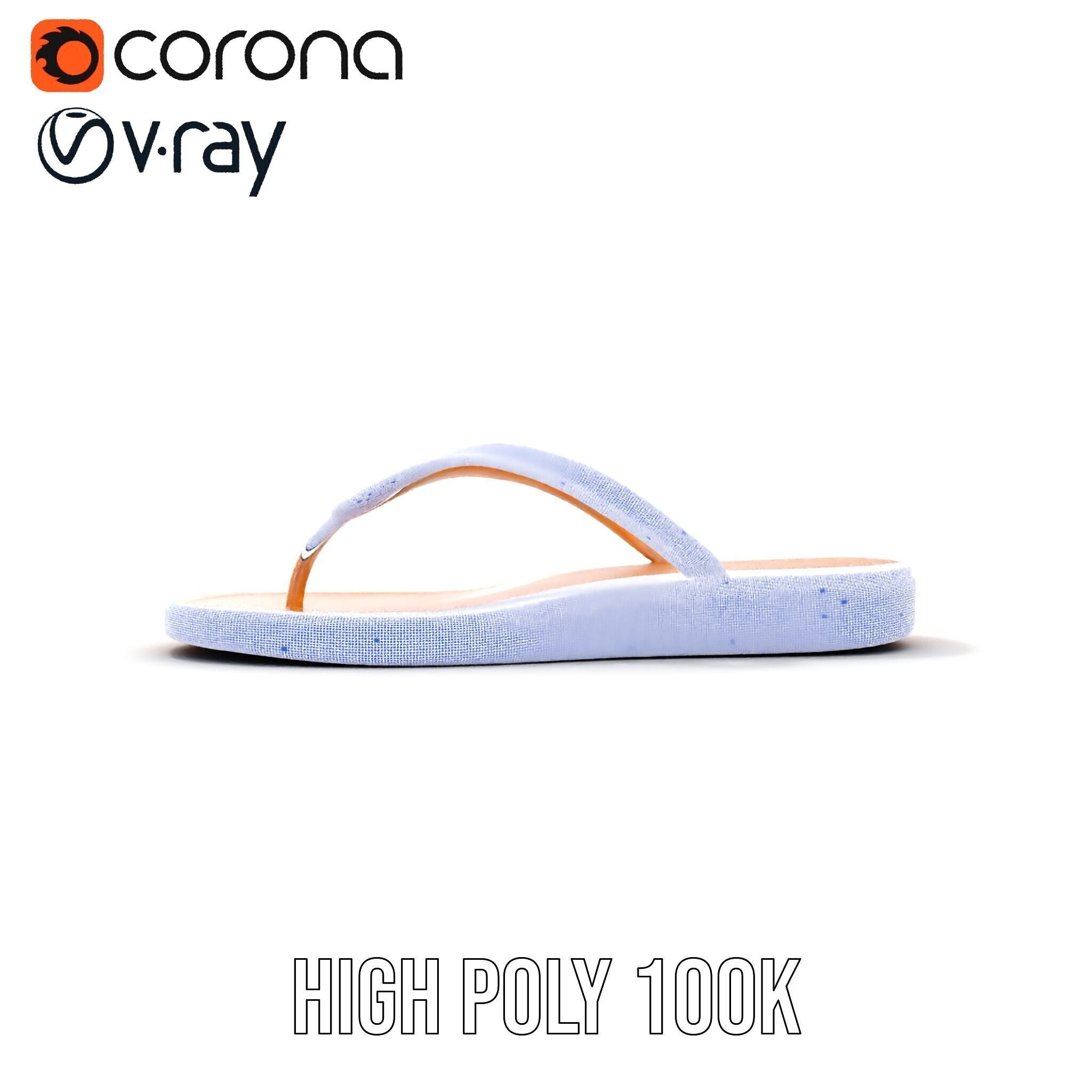 Stylish FlipFlop Sandal D Model Pack Low-poly 3D model_36
