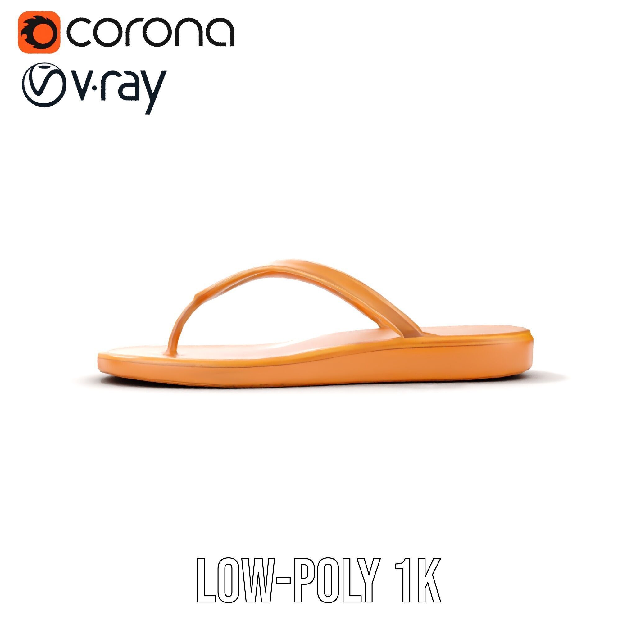 Stylish FlipFlop Sandal D Model Pack Low-poly 3D model_18