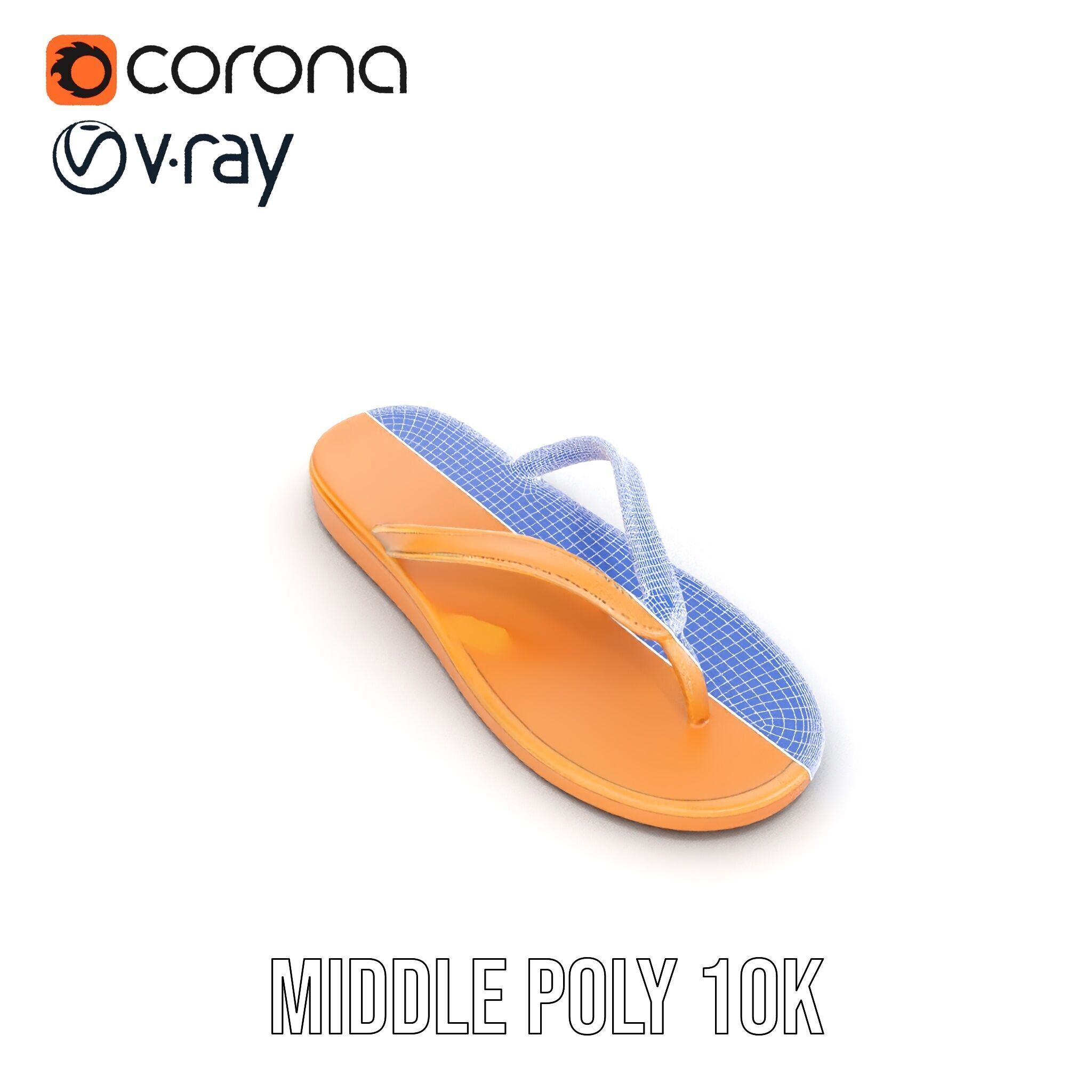 Stylish FlipFlop Sandal D Model Pack Low-poly 3D model_22