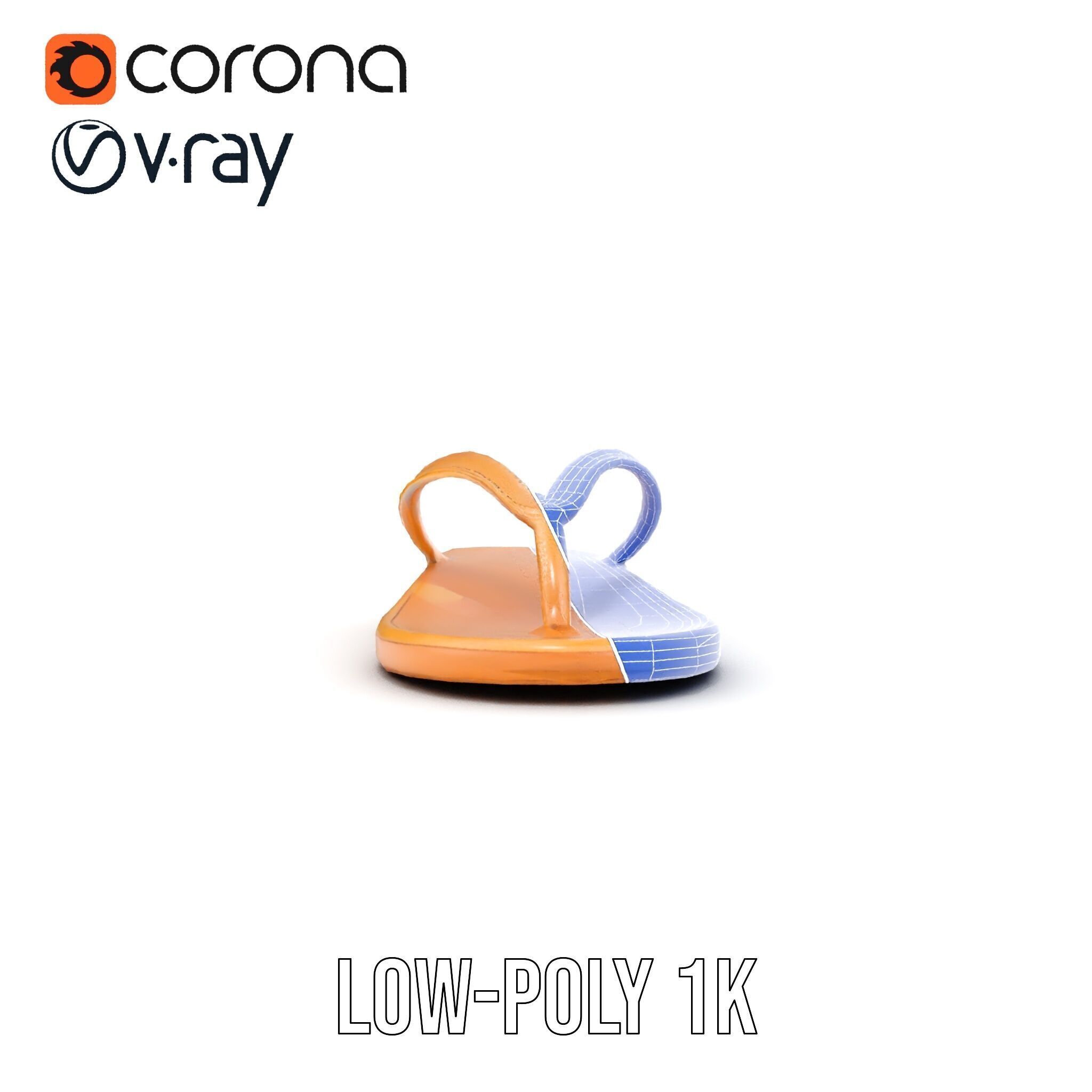 Stylish FlipFlop Sandal D Model Pack Low-poly 3D model_32