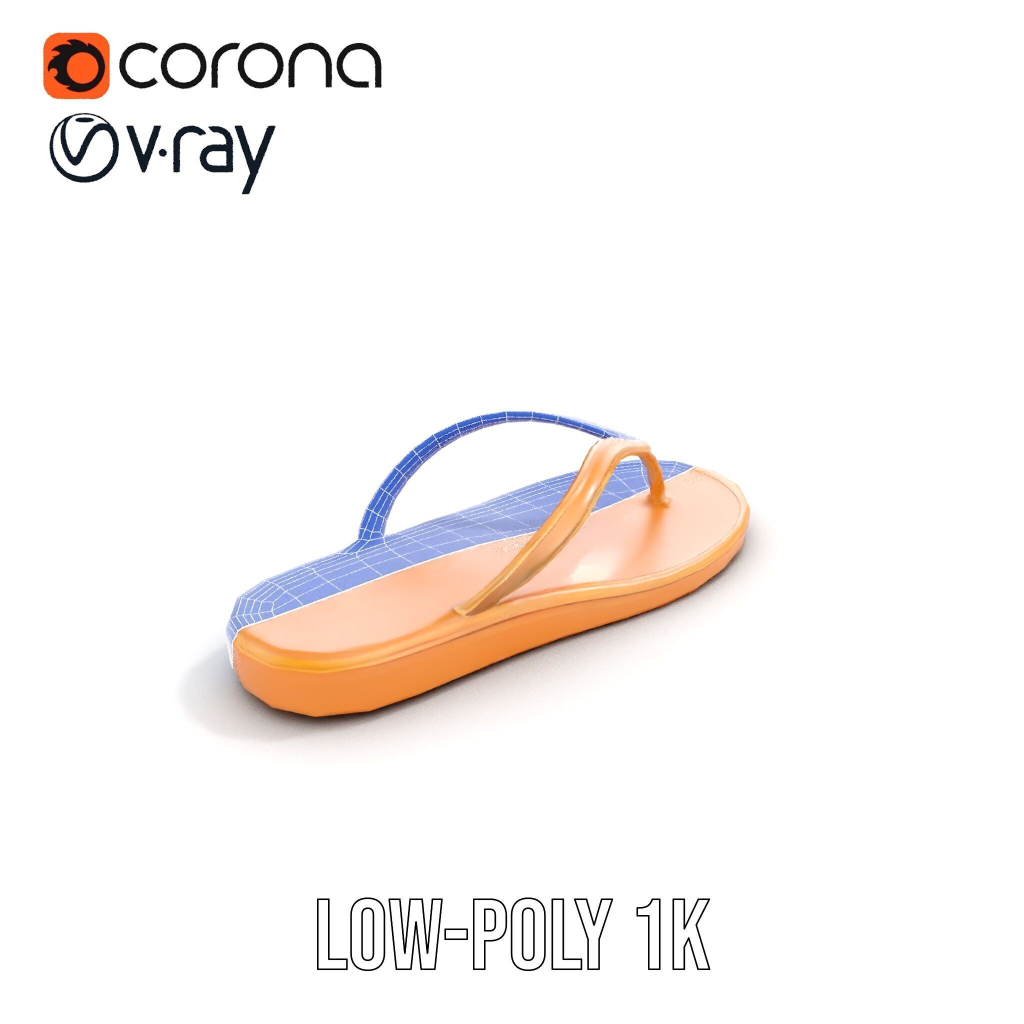 Stylish FlipFlop Sandal D Model Pack Low-poly 3D model_23