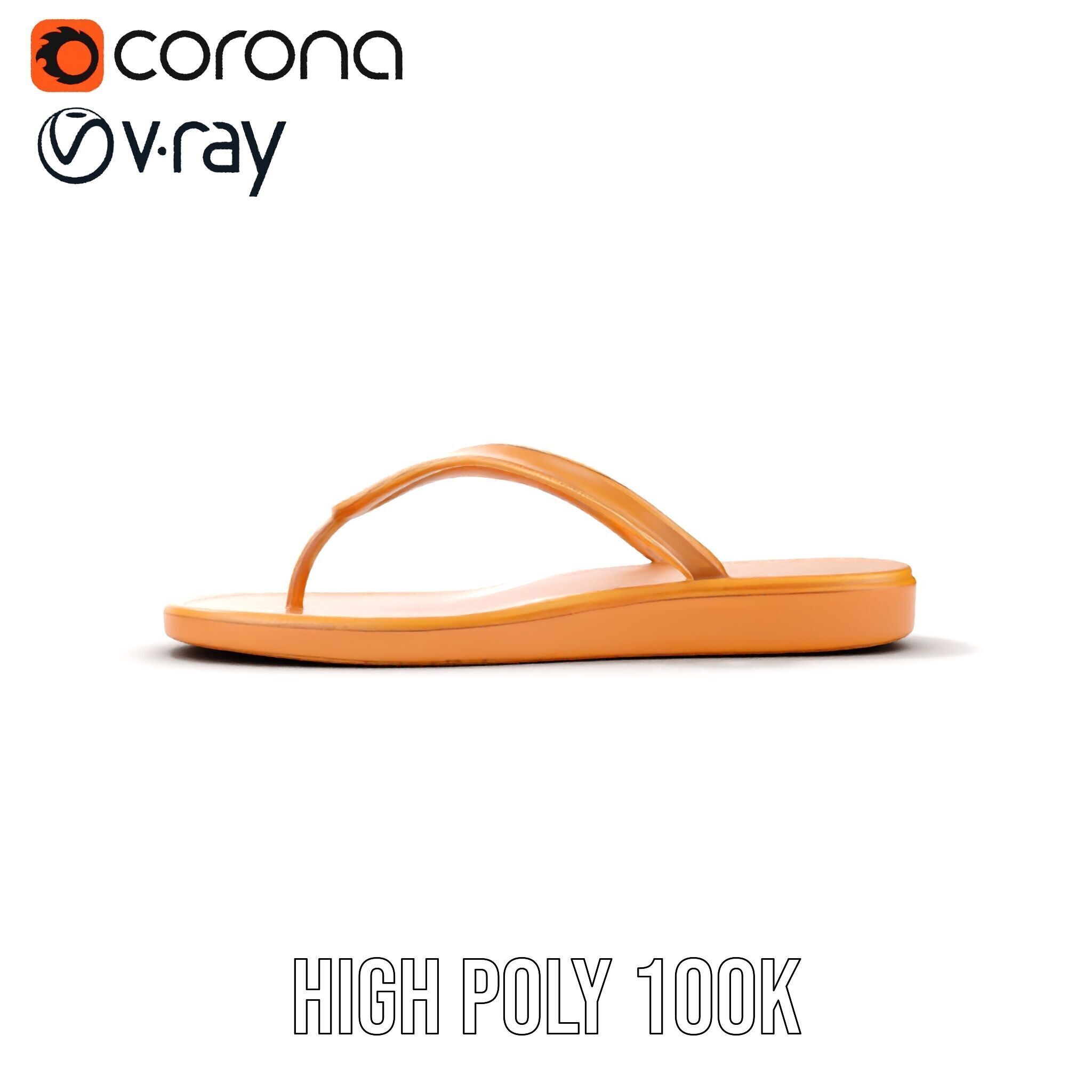 Stylish FlipFlop Sandal D Model Pack Low-poly 3D model_37