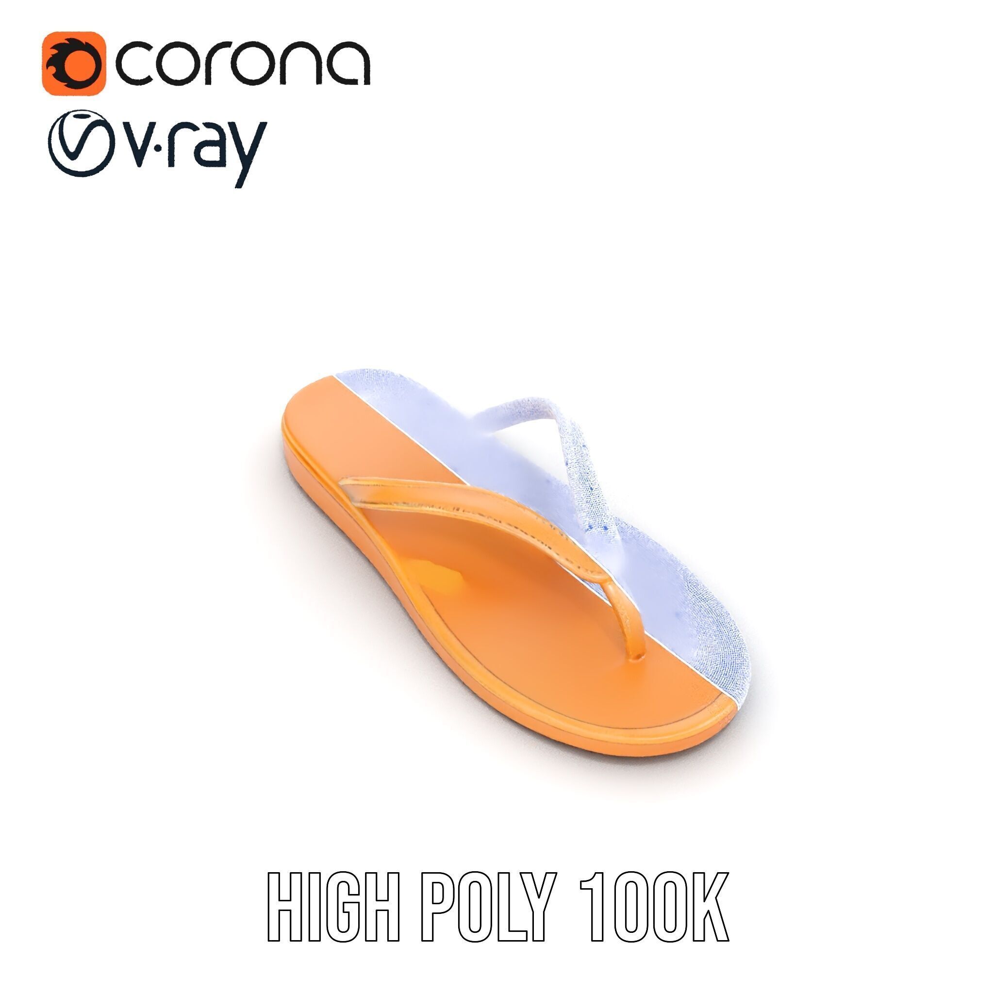 Stylish FlipFlop Sandal D Model Pack Low-poly 3D model_24