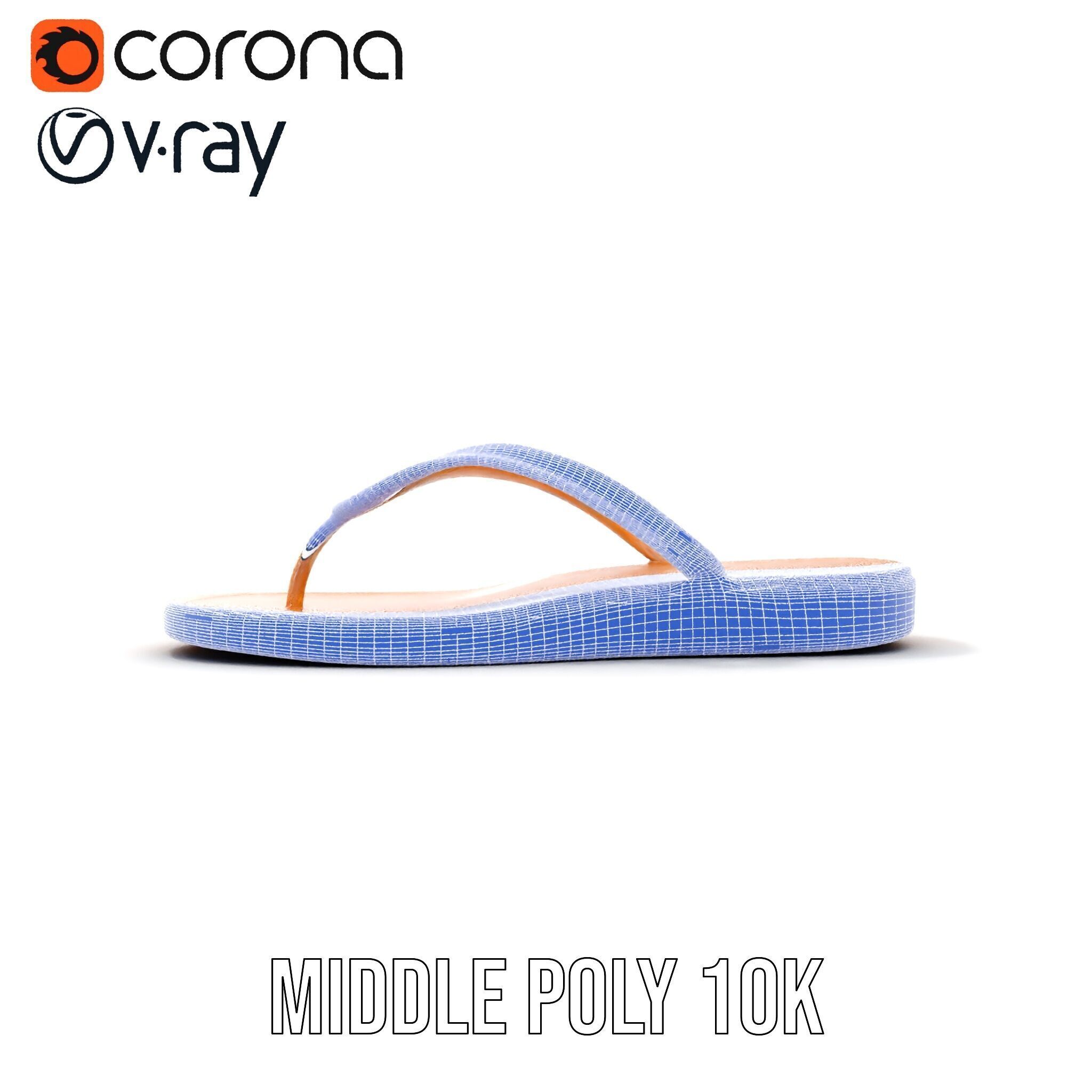 Stylish FlipFlop Sandal D Model Pack Low-poly 3D model_31
