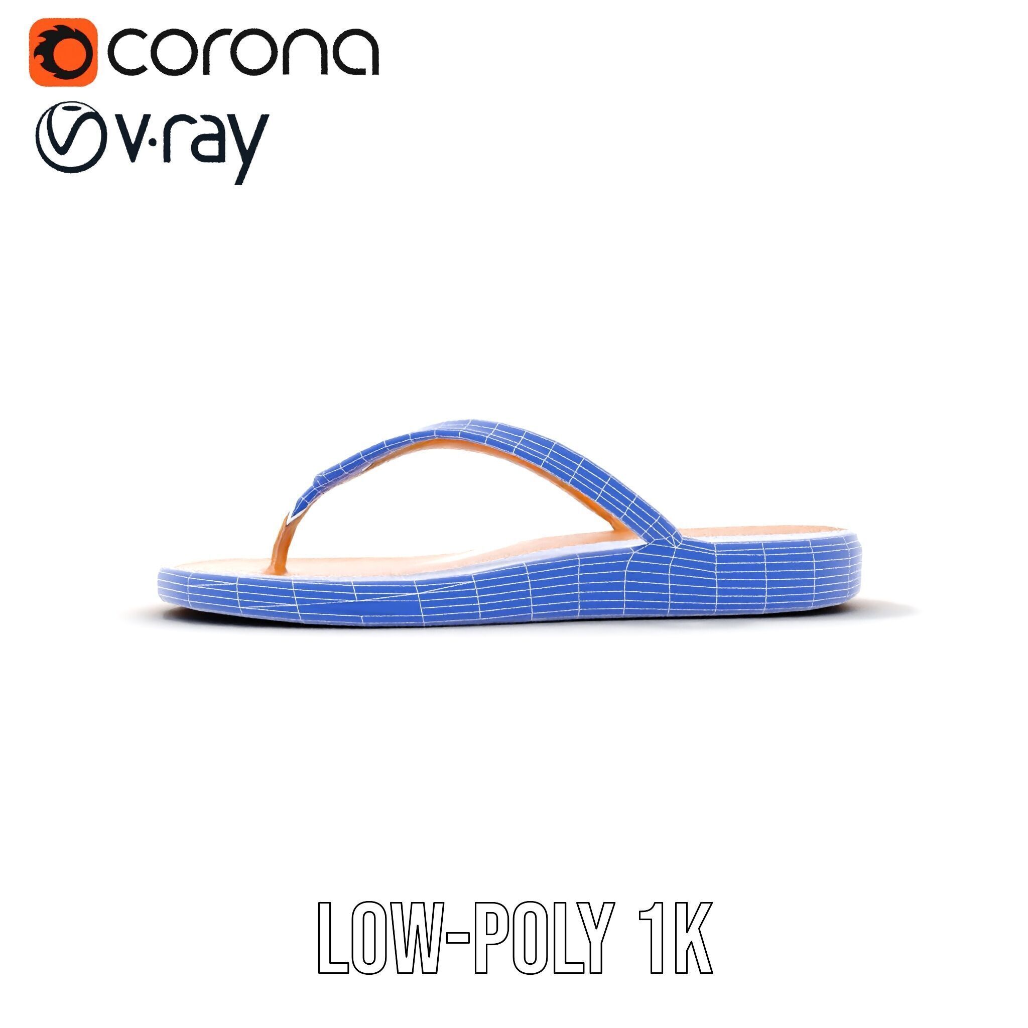 Stylish FlipFlop Sandal D Model Pack Low-poly 3D model_29