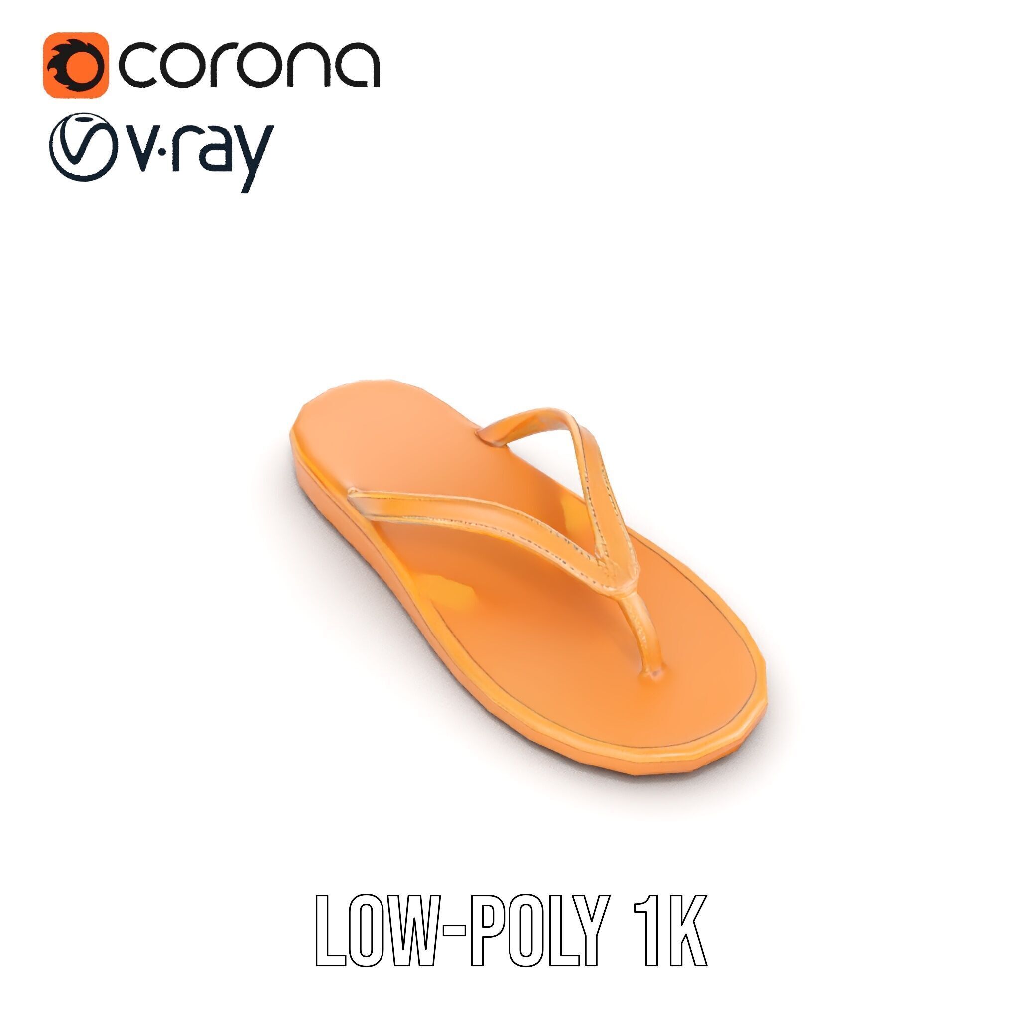Stylish FlipFlop Sandal D Model Pack Low-poly 3D model_7
